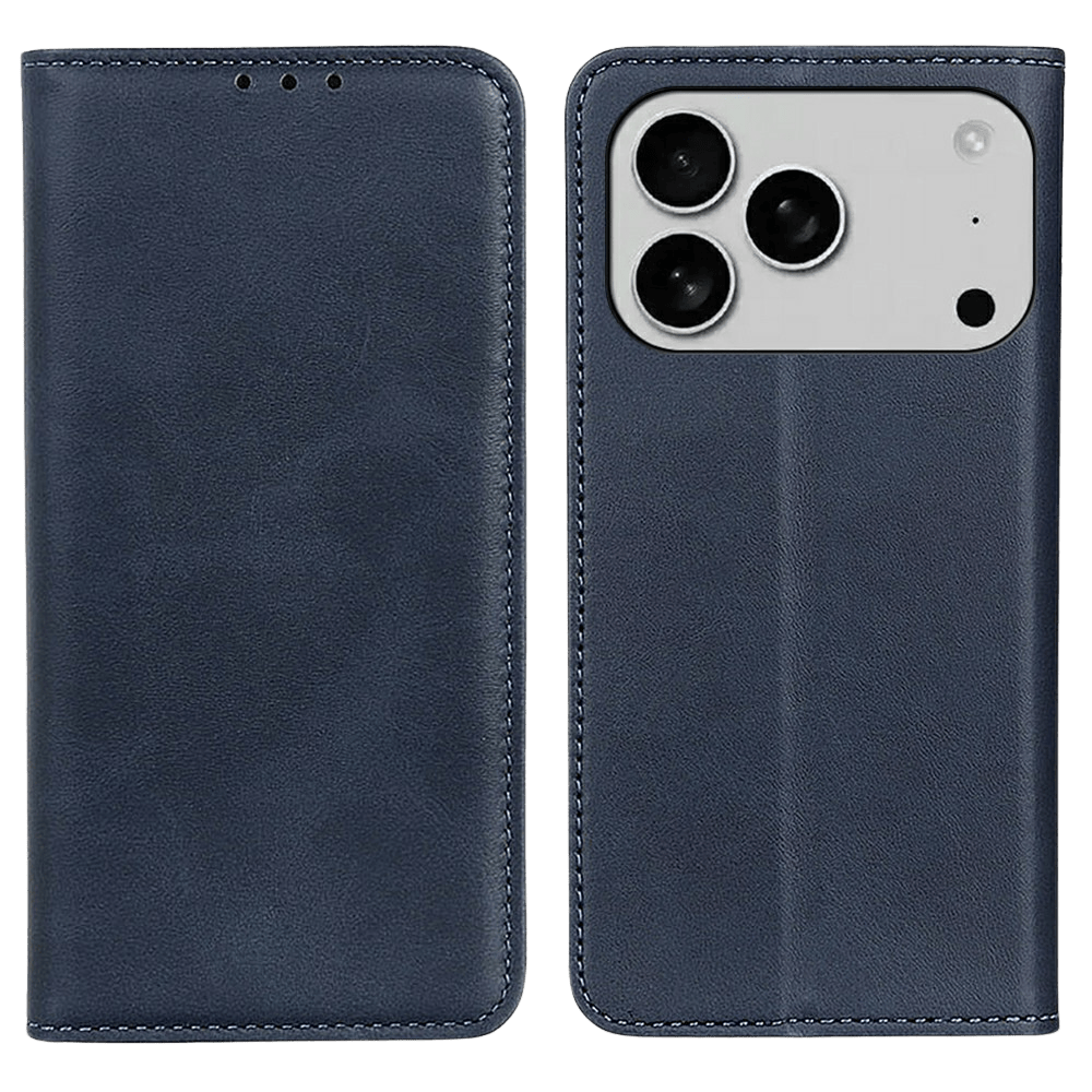 CaseBody Apple iPhone 17 Pro Max Real Leather Wallet Hoesje Blauw