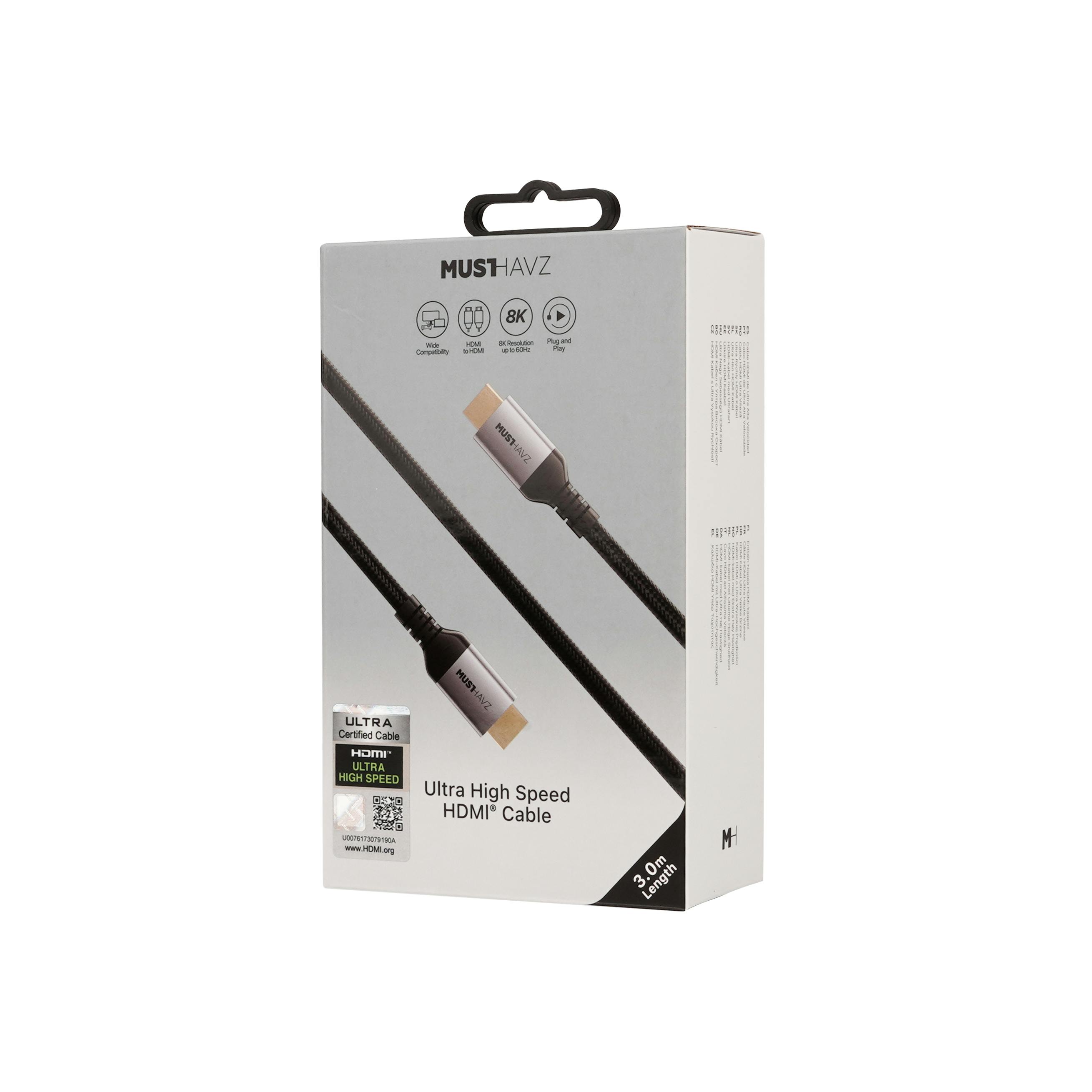 Musthavz UltraHD 8K HDMI Kabel Zwart 3m