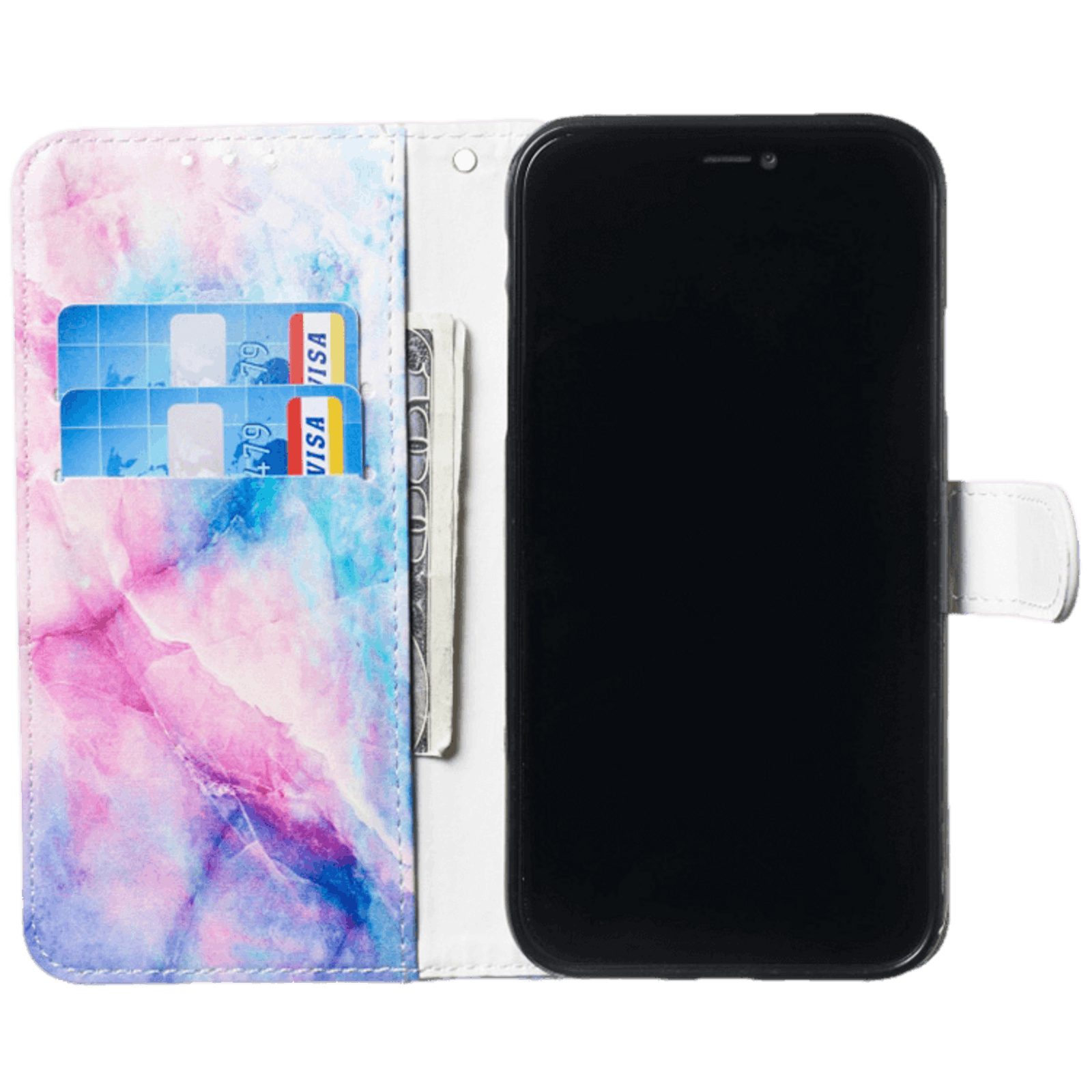 Comfycase iPhone 12 (Pro) Bookcase Hoesje Kleurrijk Marmer