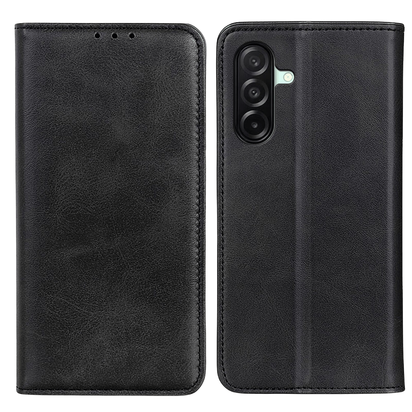 CaseBody Samsung Galaxy A27 Real Leather Wallet Hoesje Zwart