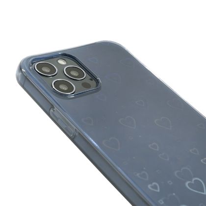 Mocaa iPhone 12 (Pro) 3D Effect Hartjes Hoesje Blauw