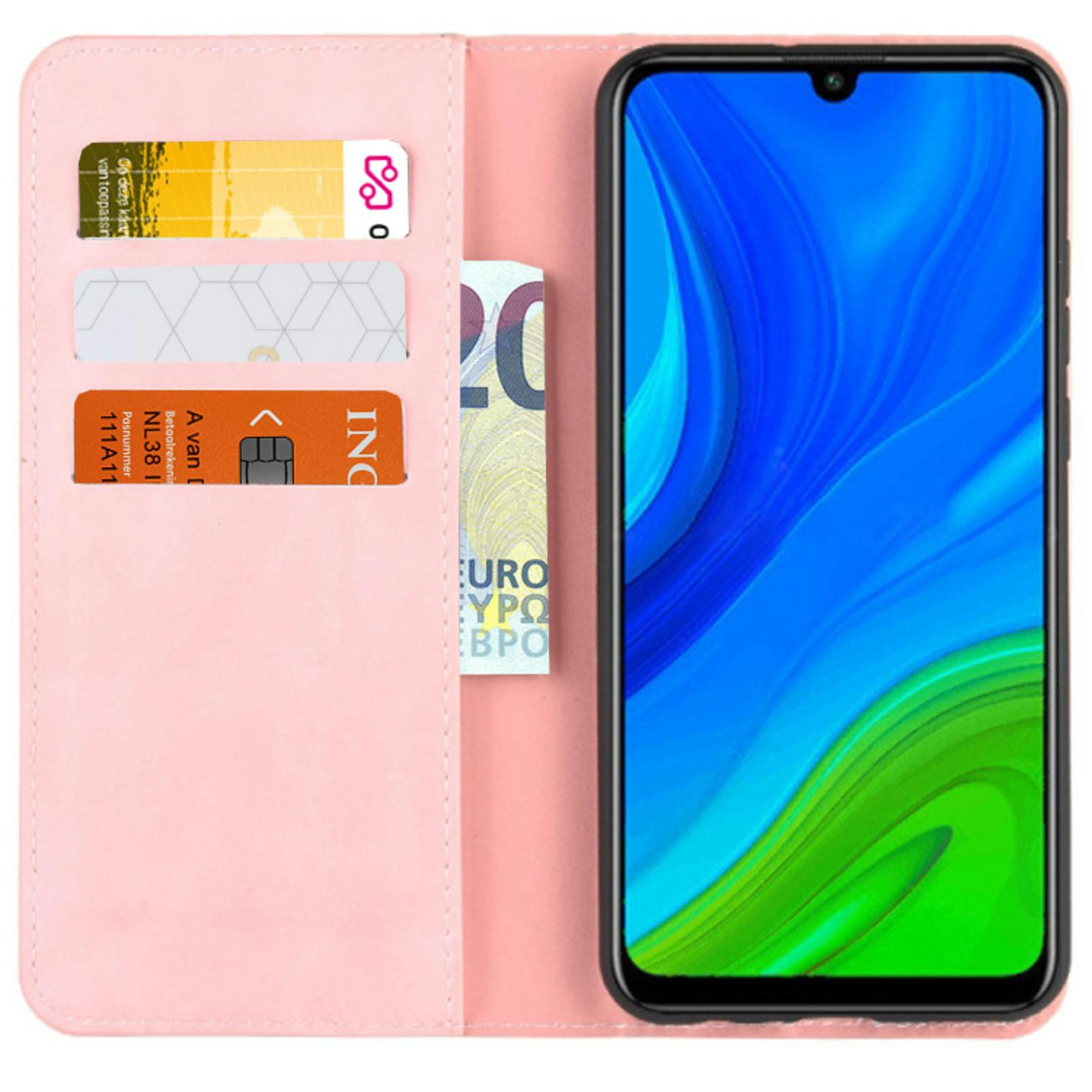 Mocaa Huawei P Smart 2020 Magnetisch Slim Fit Bookcase Hoesje Roze