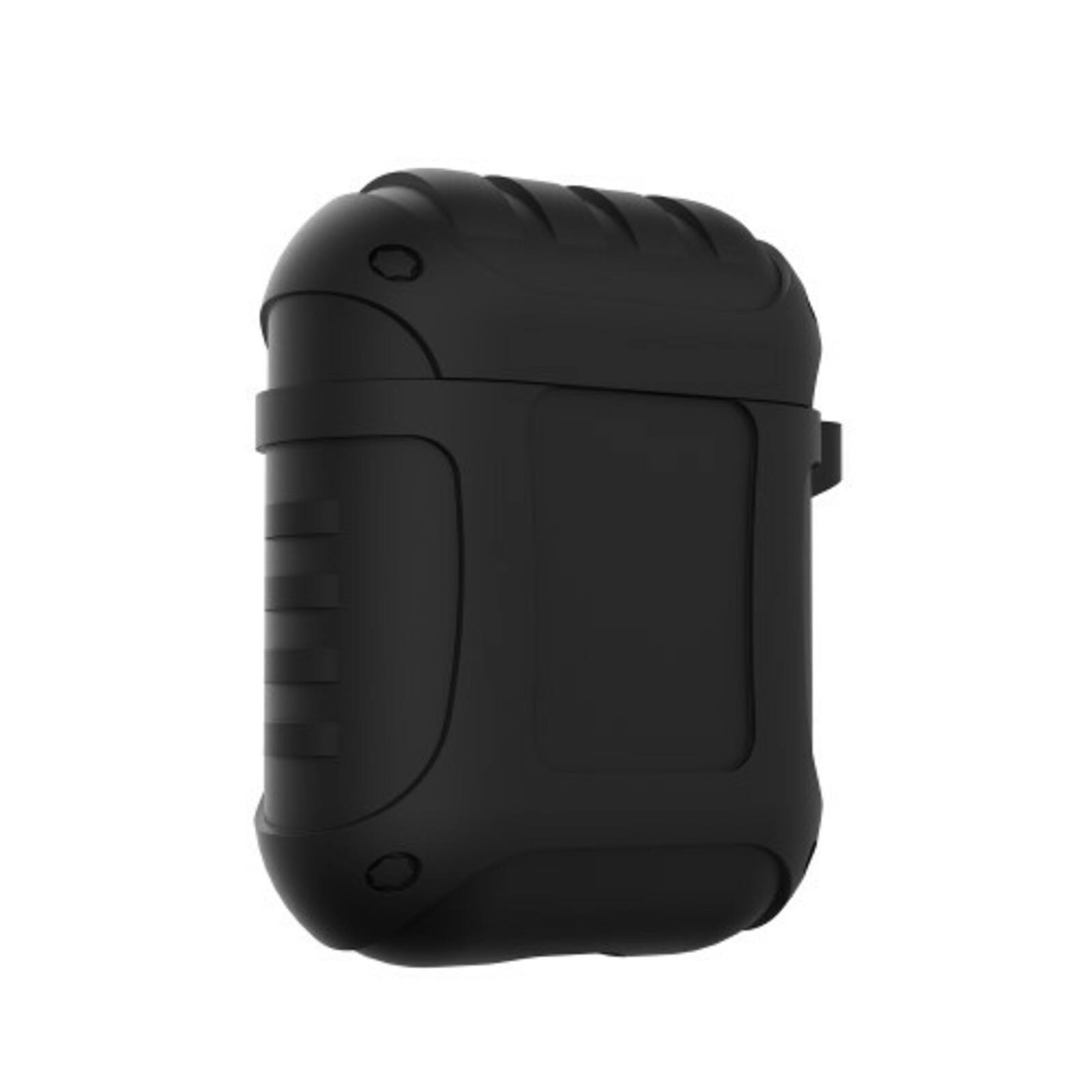 Comfycase Shockproof AirPods 1/2 Hoesje met Riemhaak Zwart