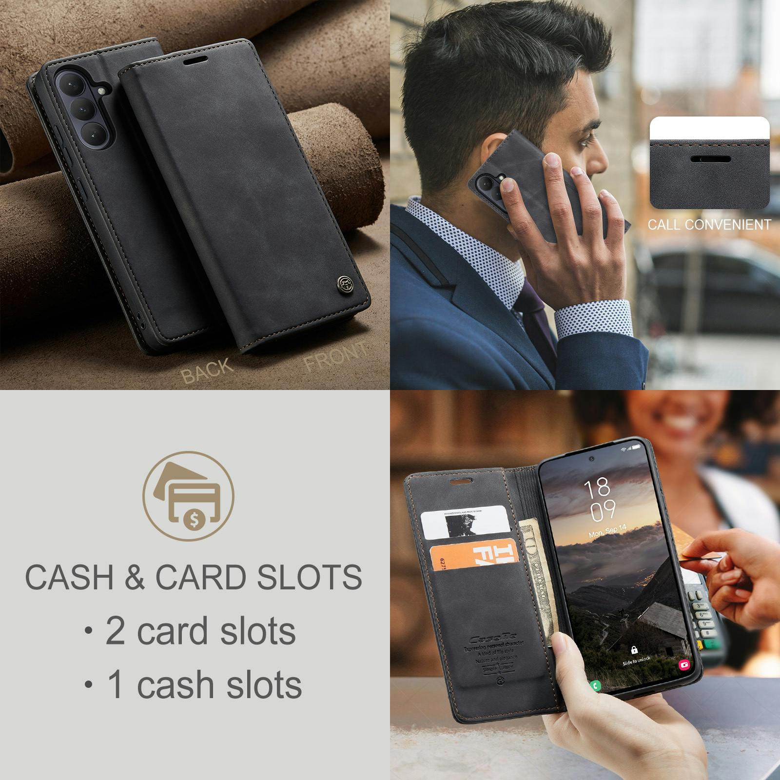 Caseme Samsung Galaxy S26 Plus Business Bookcase Hoesje Zwart