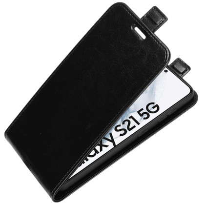 Comfycase Samsung Galaxy S21 Verticale Flip Cover met Pasruimte Zwart