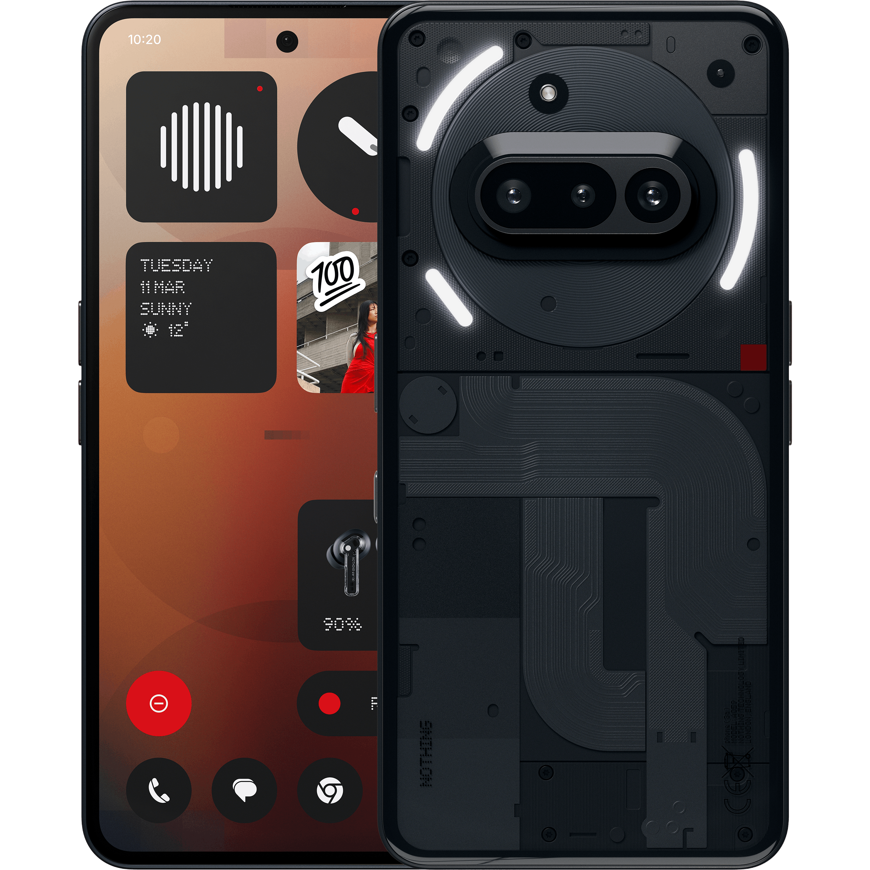 Nothing Phone (3a) Black - Voorkant & achterkant