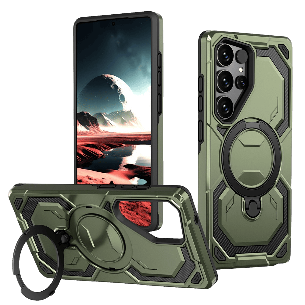 CaseBody Samsung Galaxy S26 Ultra Magnetic Kickstand Ring Hoesje Groen