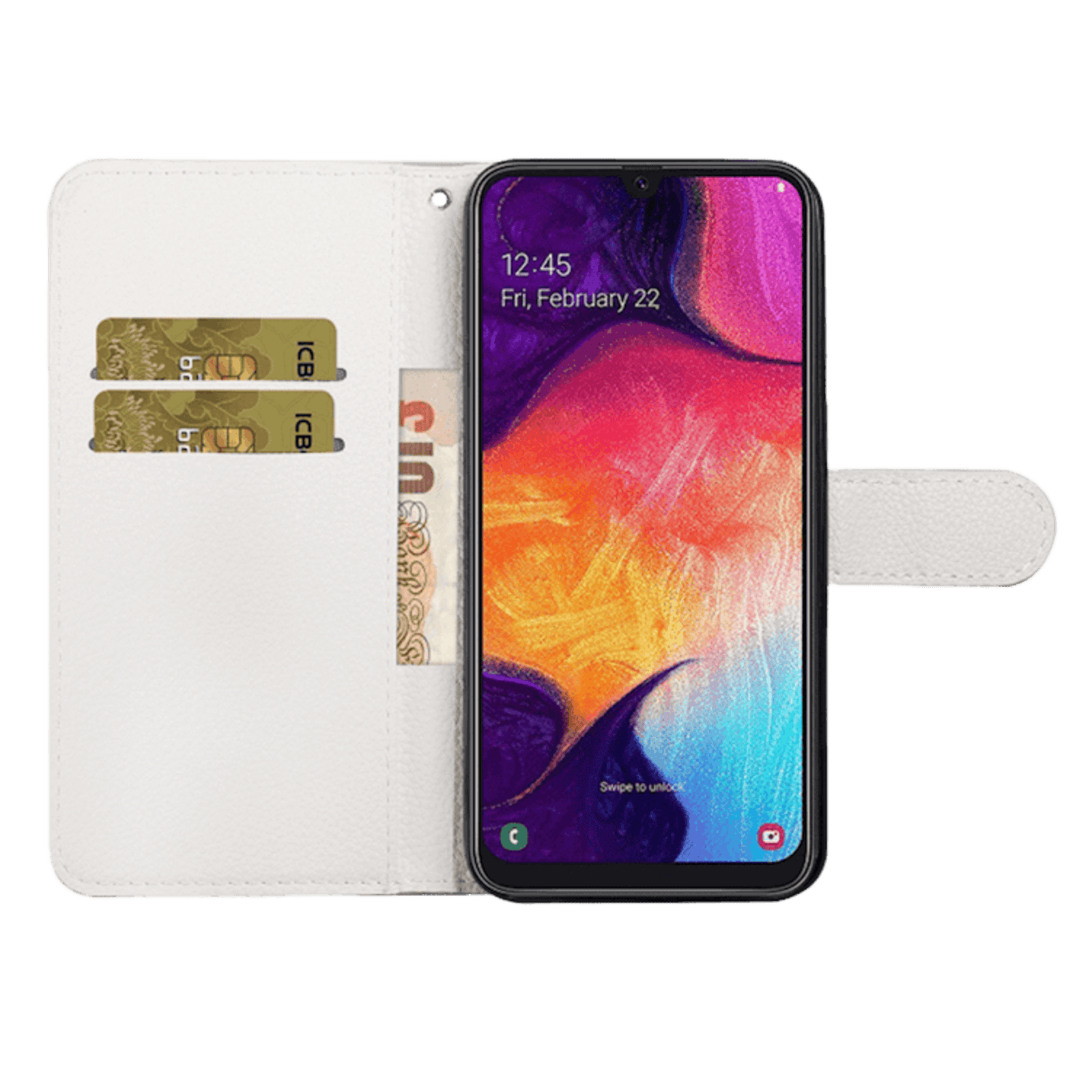 Mocaa Samsung Galaxy A41 Bling Bookcase Hoesje Vlinders Wit