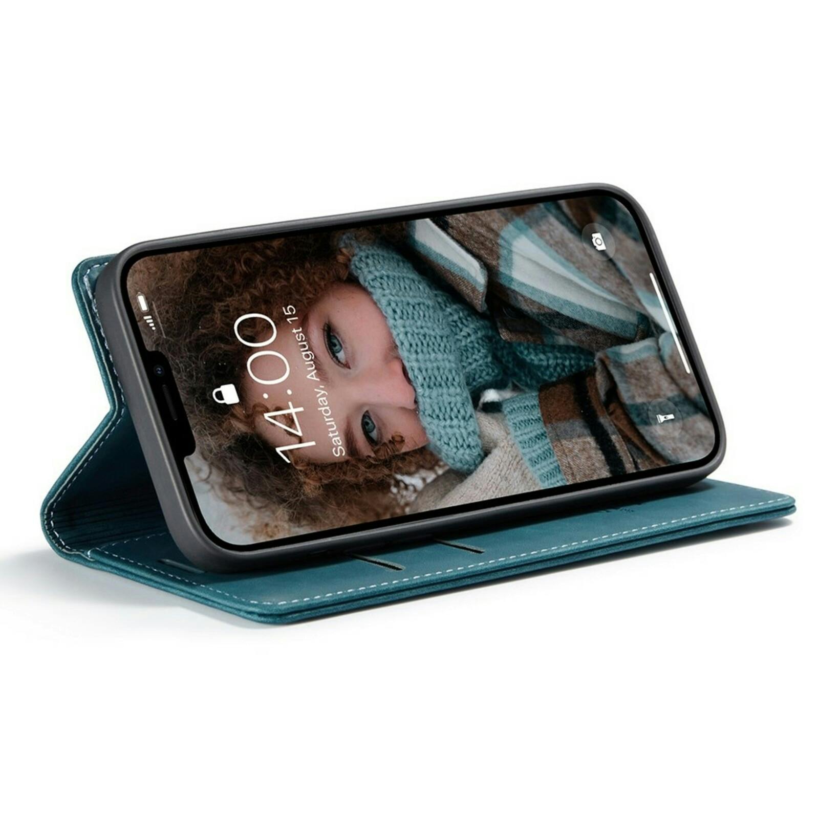 Caseme iPhone 13 Business Wallet Bookcase Hoesje Blauw