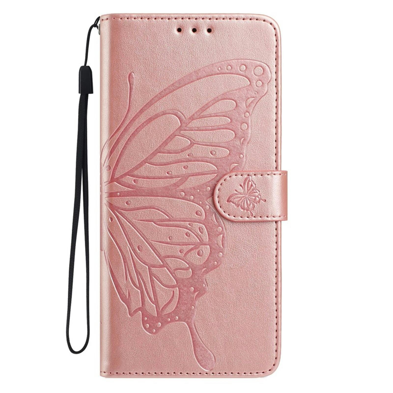 Comfycase Samsung Galaxy A18 Vlinders Booklet Hoesje Roségoud