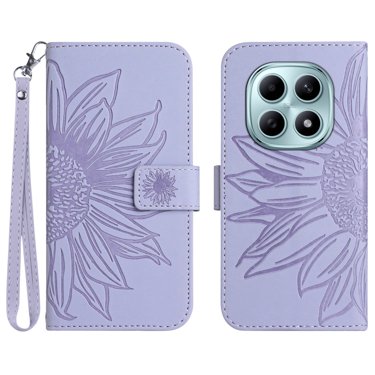 Mocaa Xiaomi Redmi Note 15 Pro Sunflower Bookcase met Koord Paars