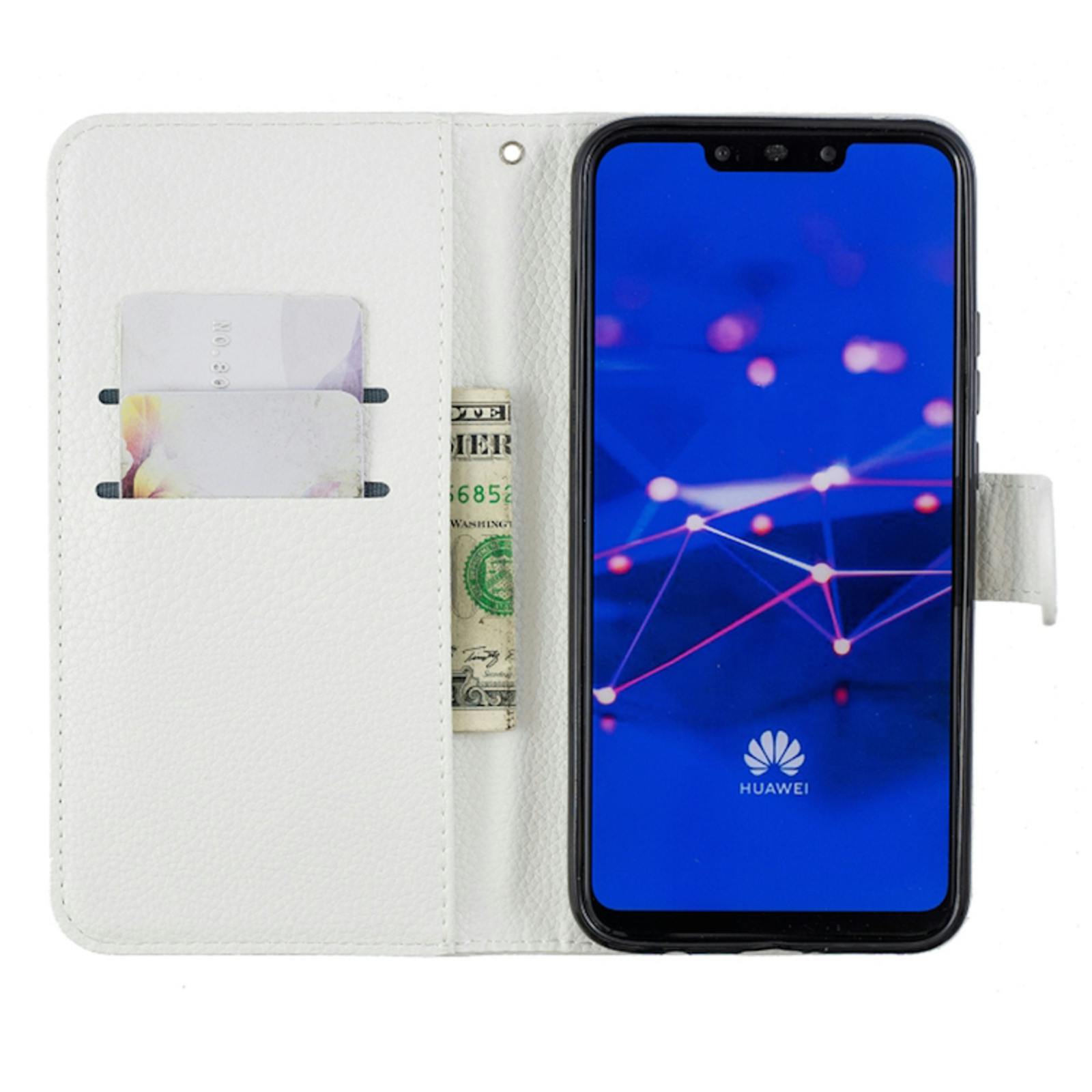 Mocaa Huawei Mate 20 Lite Bling Bookcase Hoesje Vlinders Wit