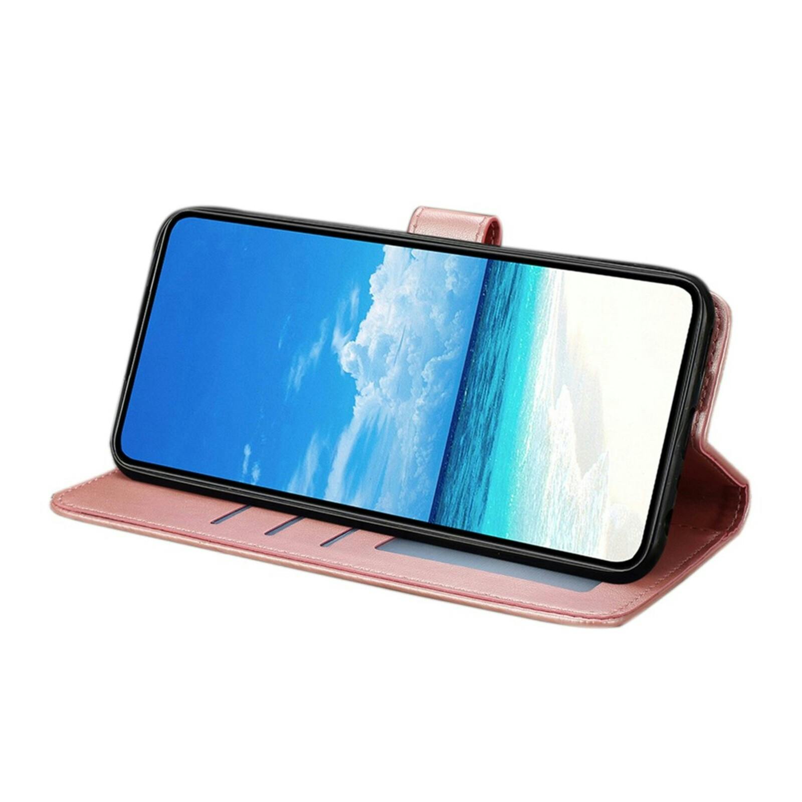 Comfycase Samsung Galaxy A18 Vlinders Booklet Hoesje Roségoud