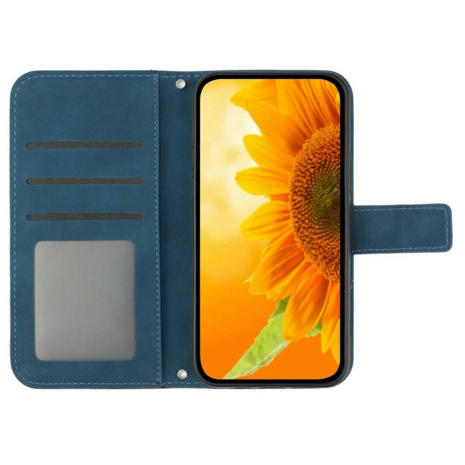 Mocaa Samsung Galaxy A55 Sunflower Bookcase met Koord Blauw