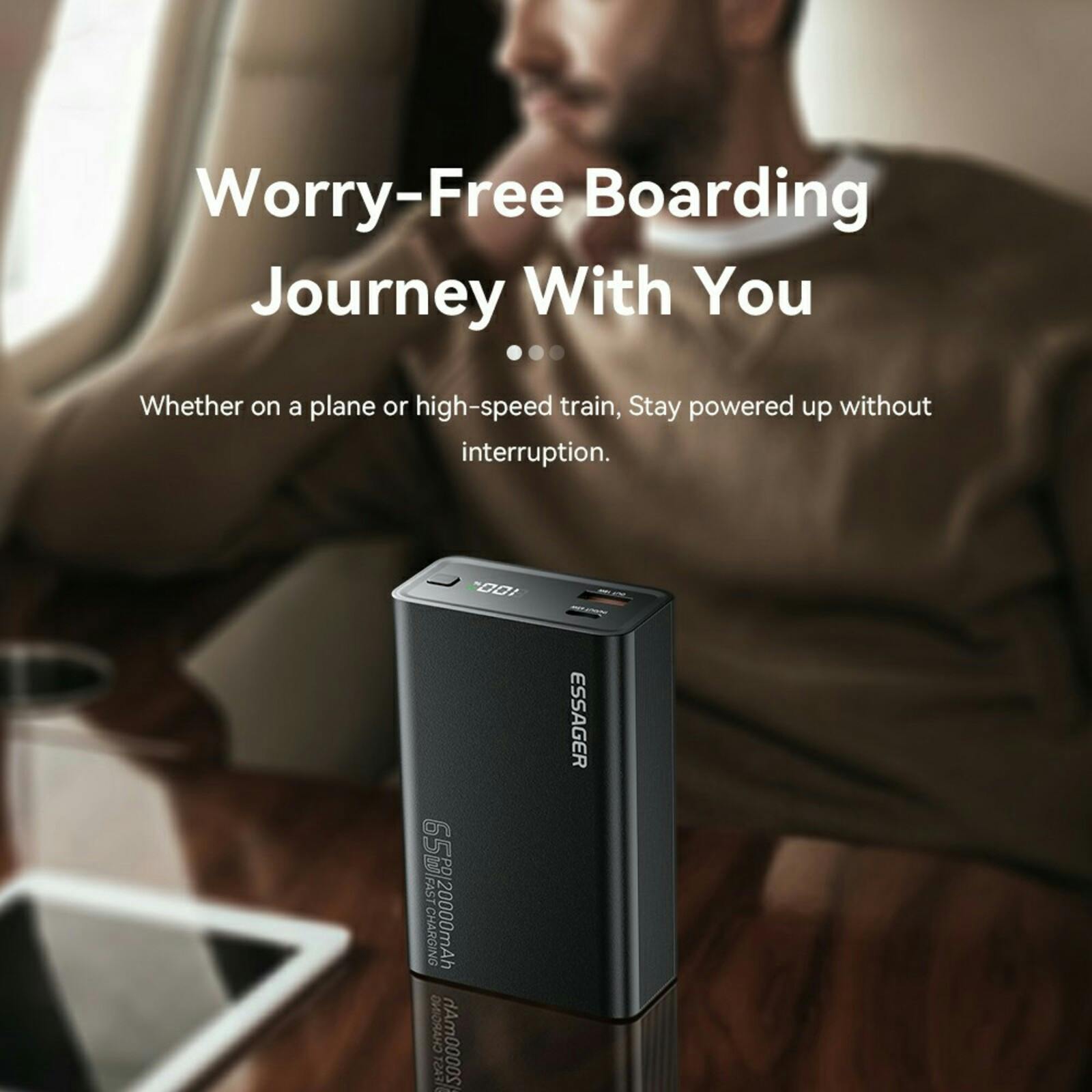 Essager 20.000mAh 65W PD Powerbank Zwart 20.000 mAh