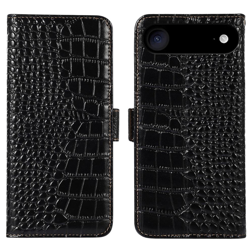 Mocaa Apple iPhone 17 Air Croco Book Case Leer Zwart