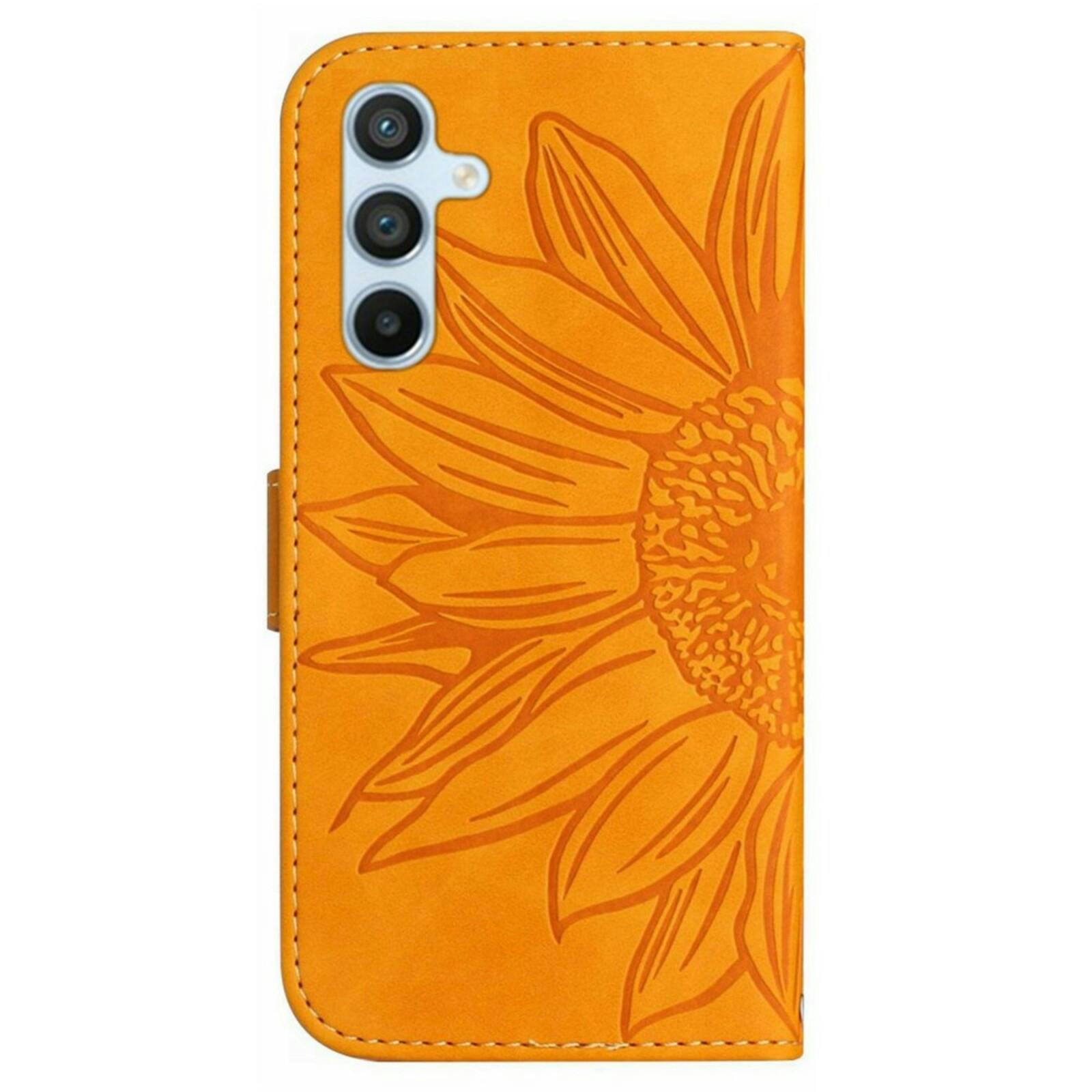 Mocaa Samsung Galaxy S24 FE Sunflower Bookcase met Koord Geel