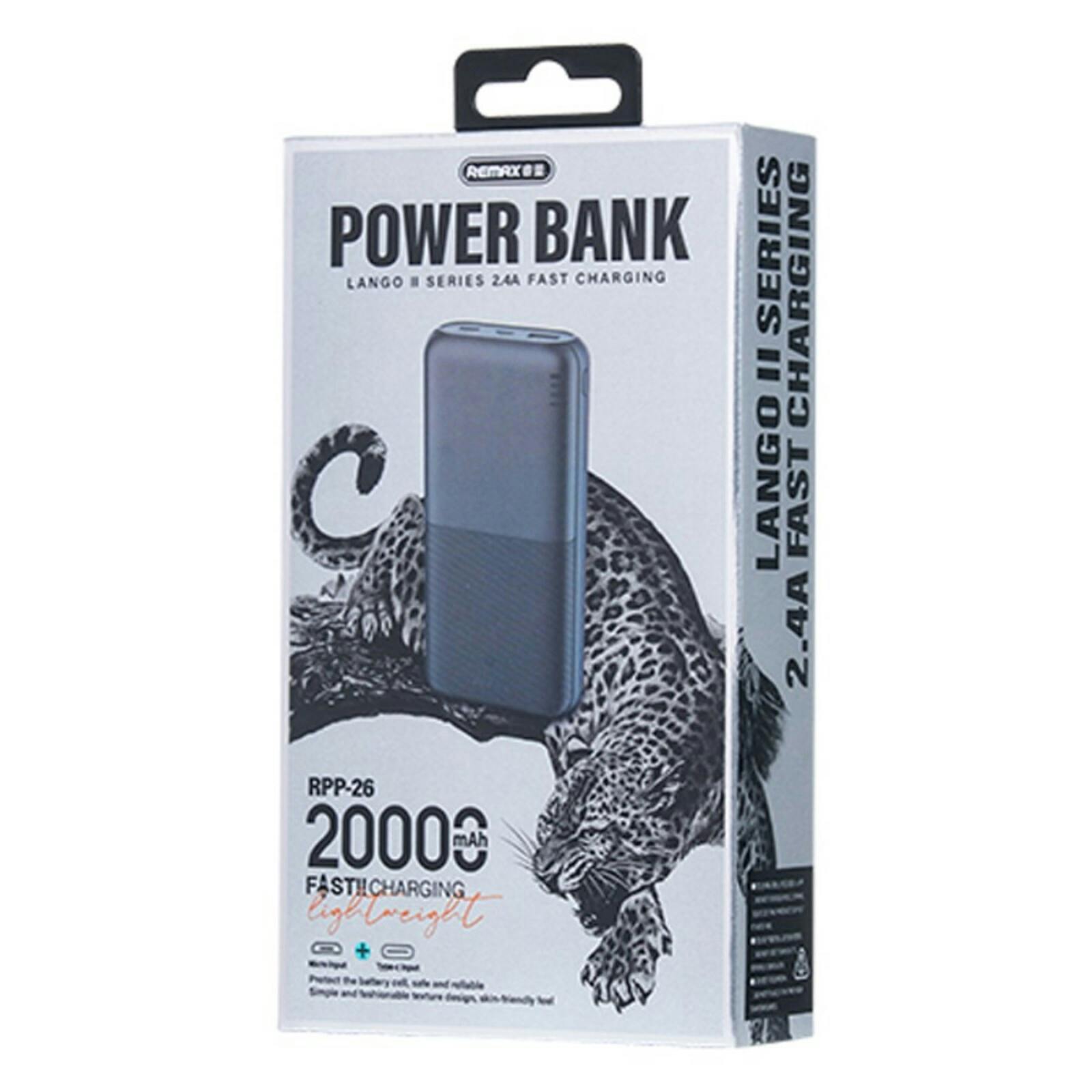 Remax 20.000mAh Portable Powerbank Zwart 20.000 mAh