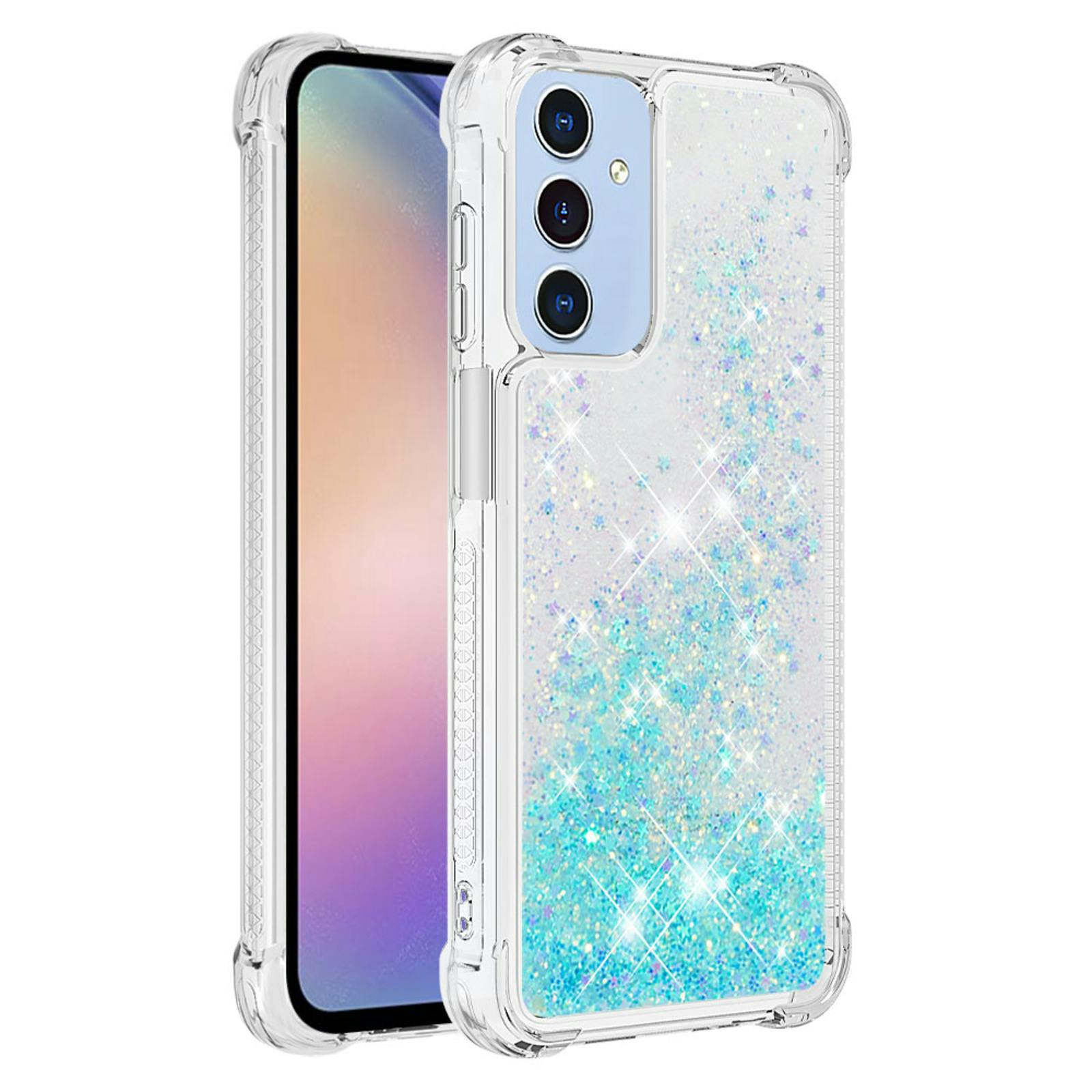 Mocaa Samsung Galaxy A17 (5G) Valbestendig Glitter Hoesje Blauw