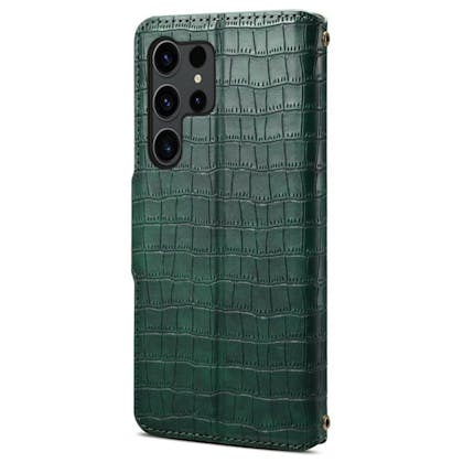 Comfycase Samsung Galaxy S24 Ultra Bookcase Hoesje Krokodillenleer Groen
