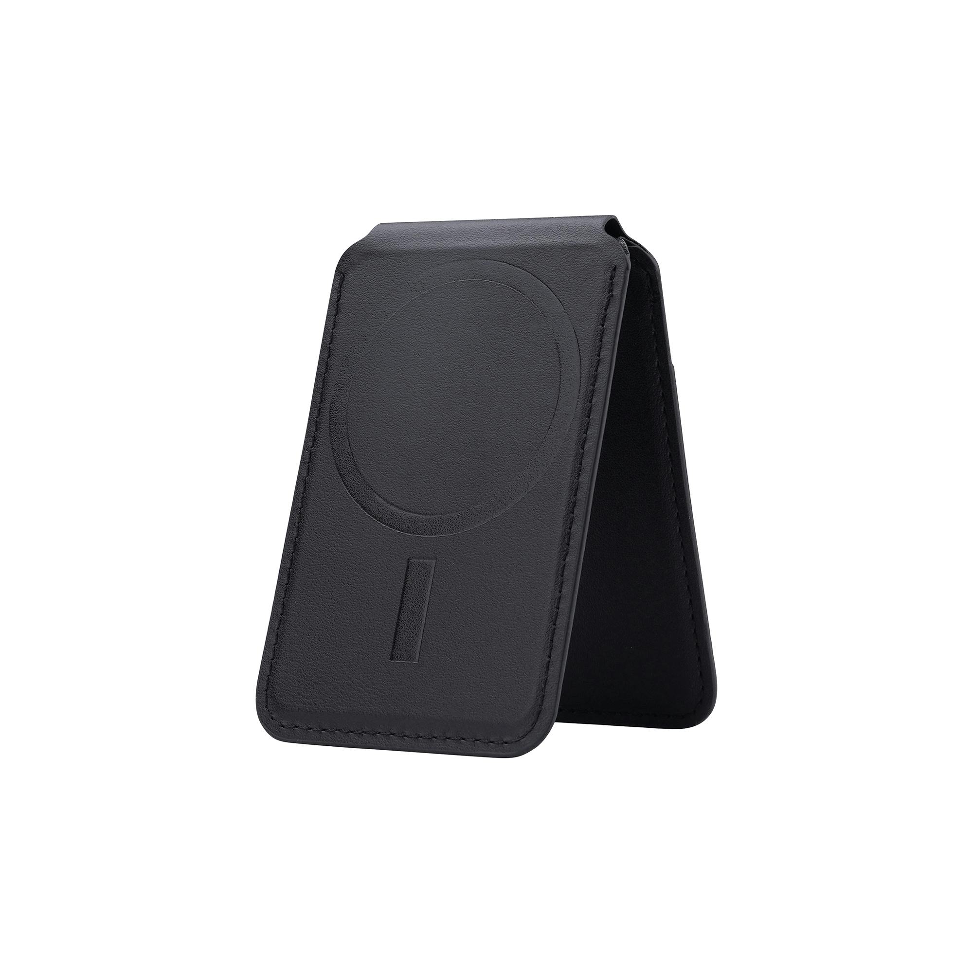 Musthavz MagSafe Vegan Leather Wallet Stand Zwart