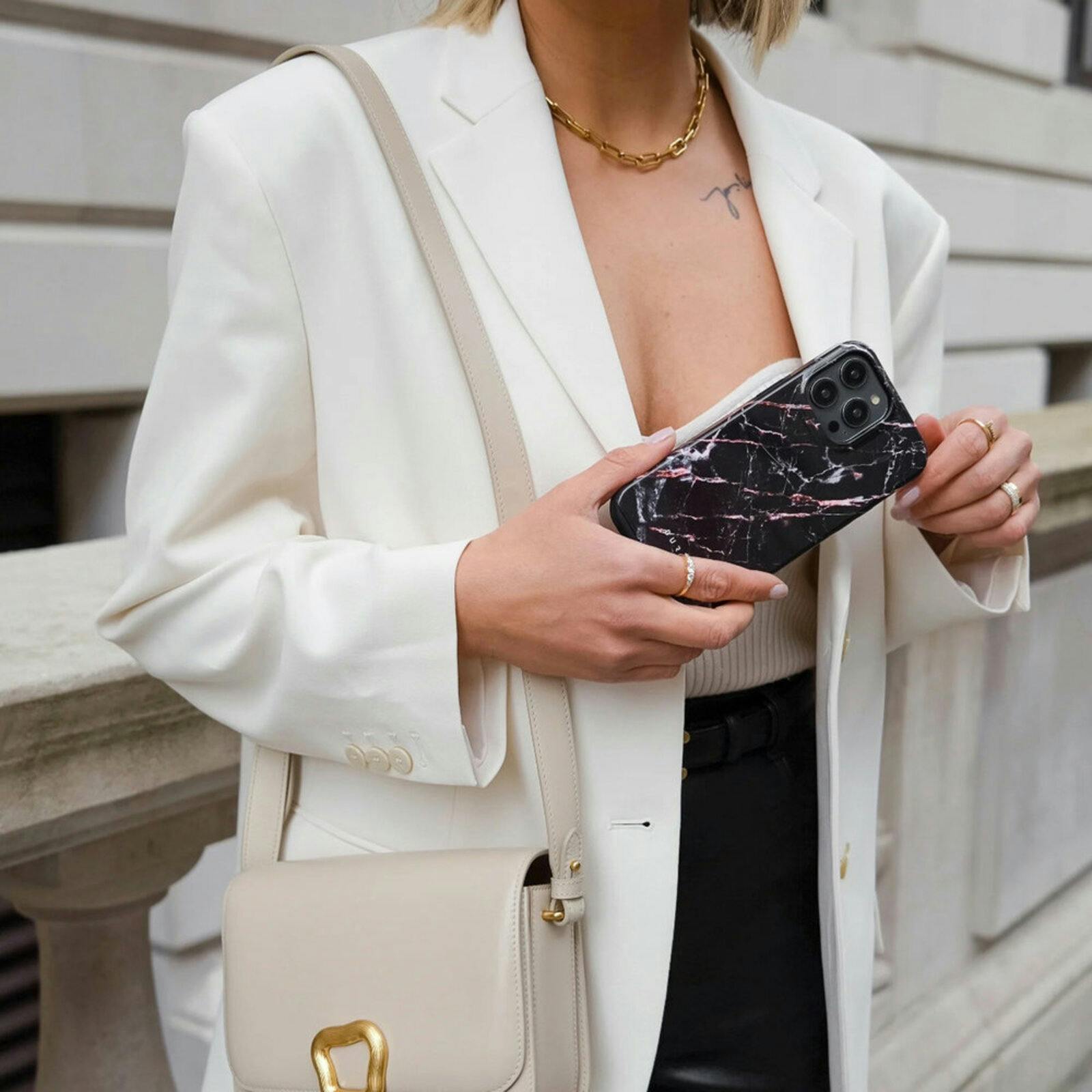 Burga iPhone 15 Hoesje Rose Gold Marble