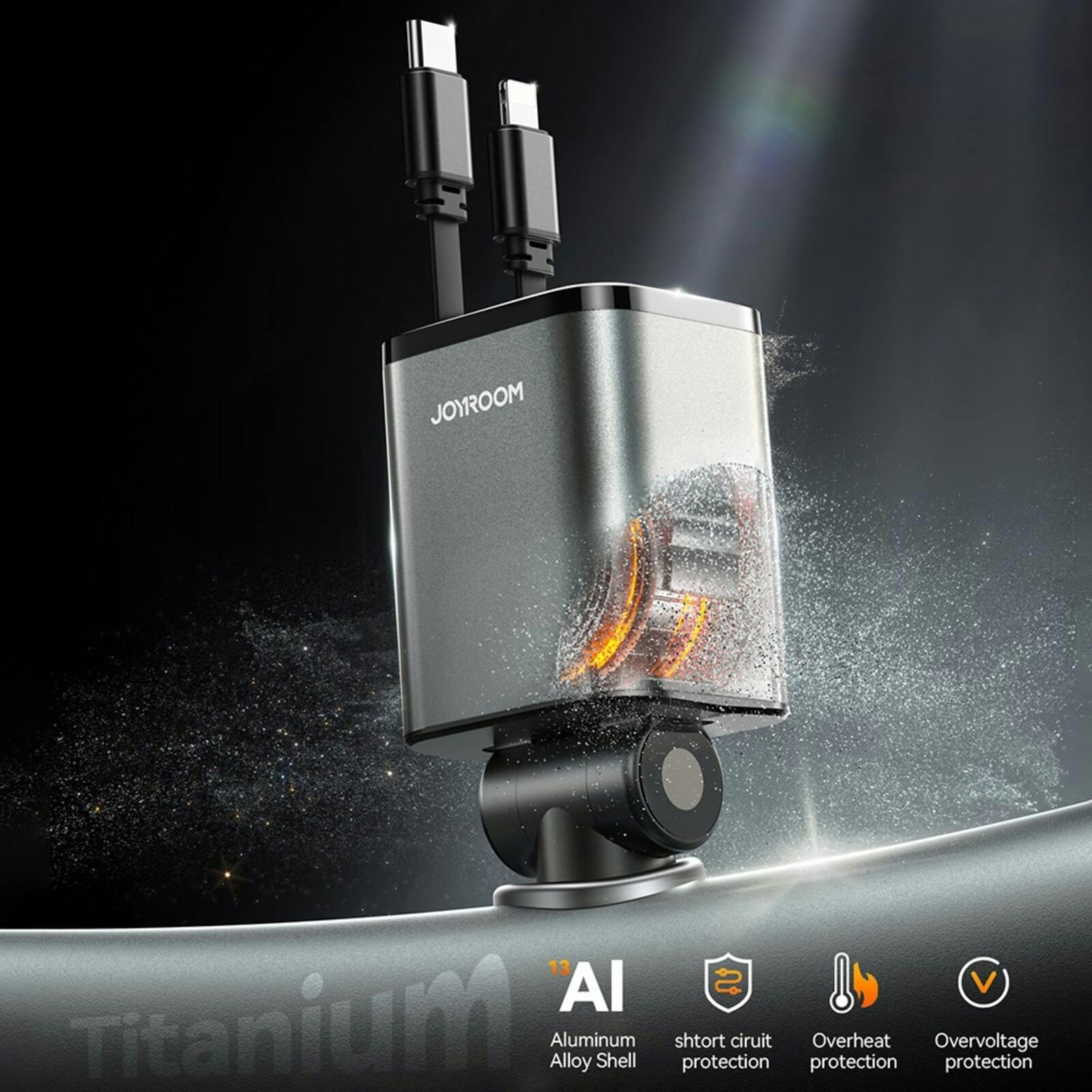 Joyroom 50W 4 in 1 Car Charger met Kabels Zwart