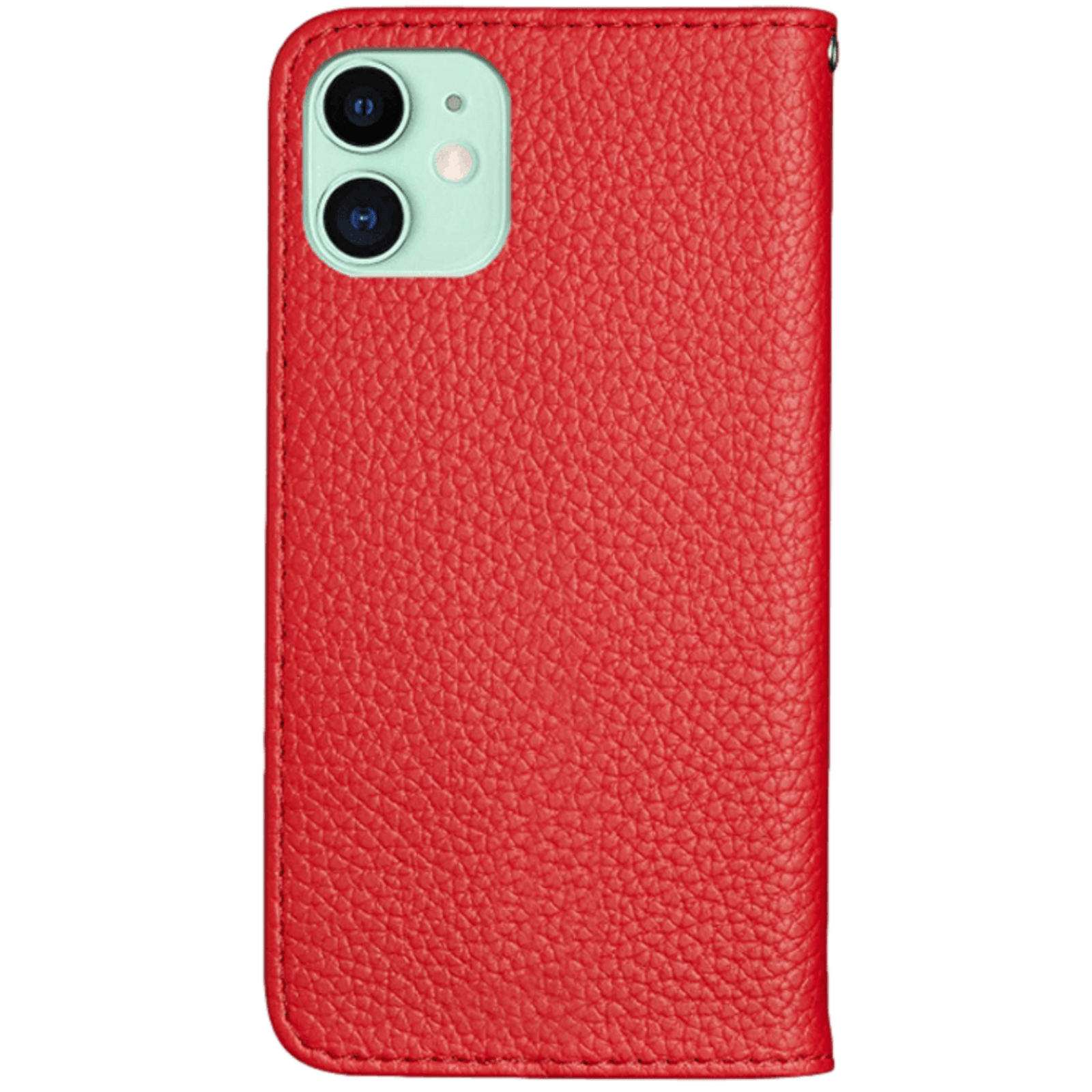 Mocaa iPhone 12 Mini Litchi Mini Wallet Hoesje Rood