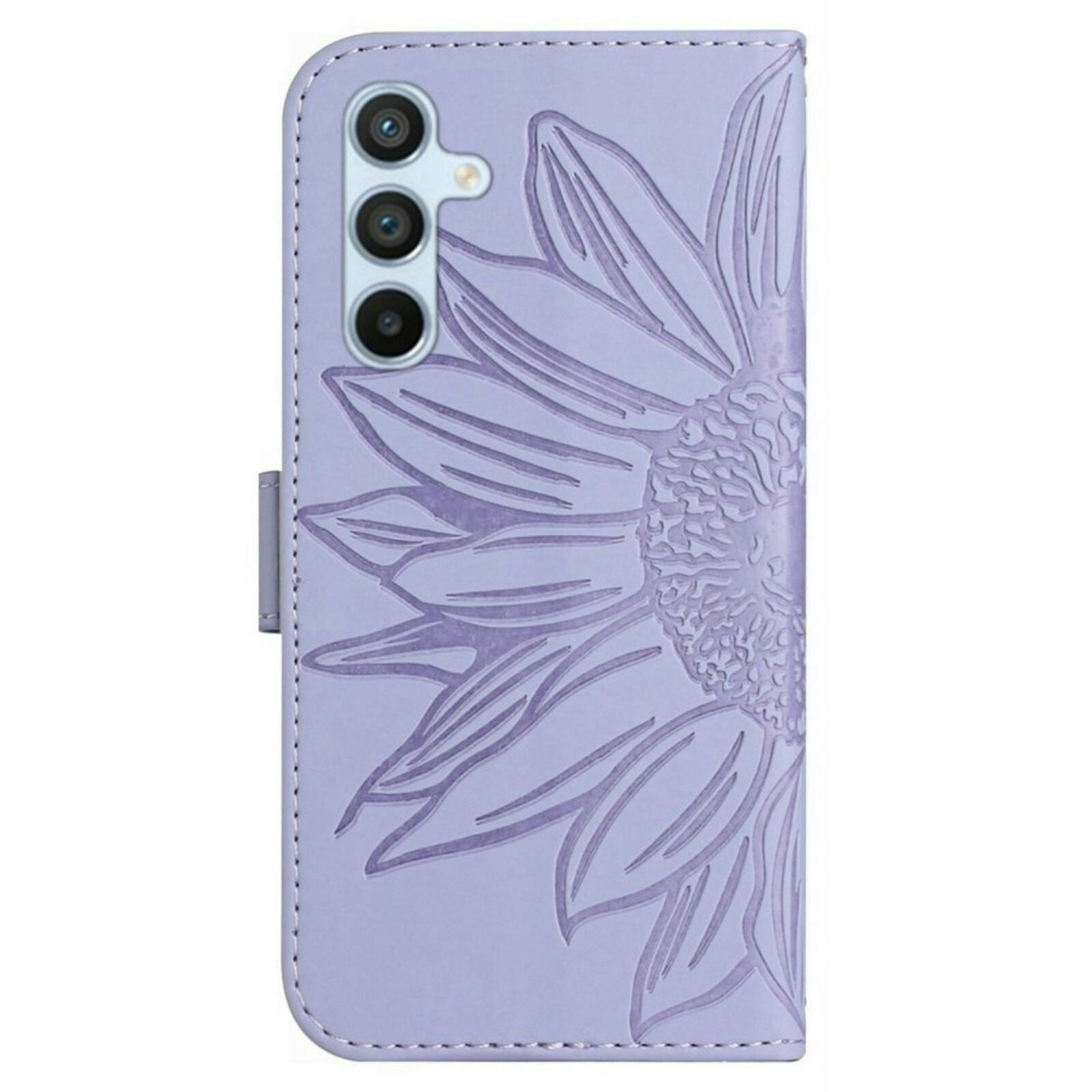 Mocaa Samsung Galaxy S24 Sunflower Bookcase met Koord Paars