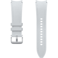 Samsung Galaxy Watch4/5/6 Leren Horlogeband Zilver - Voorkant