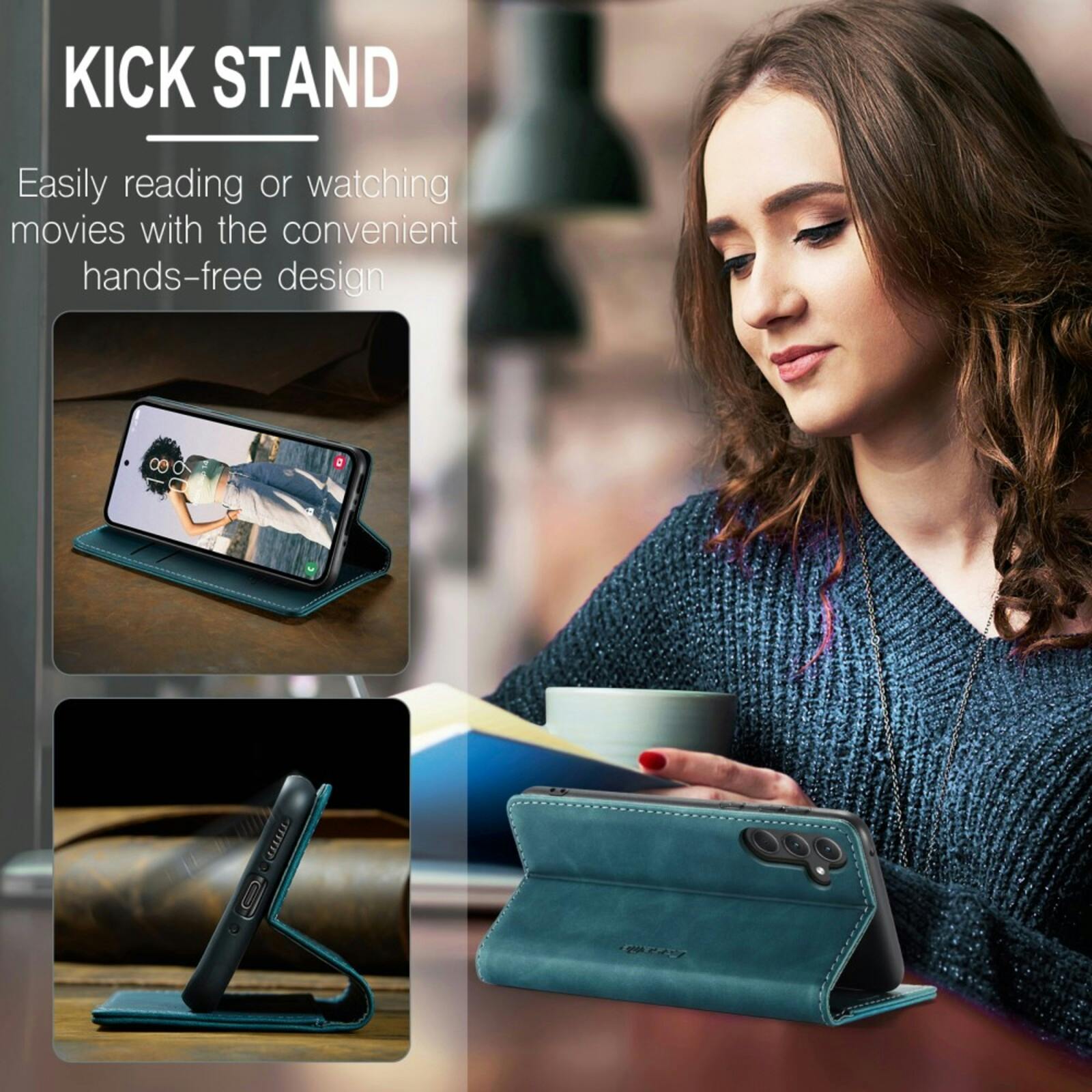 Caseme Samsung Galaxy A56 Business Bookcase Hoesje Blauw