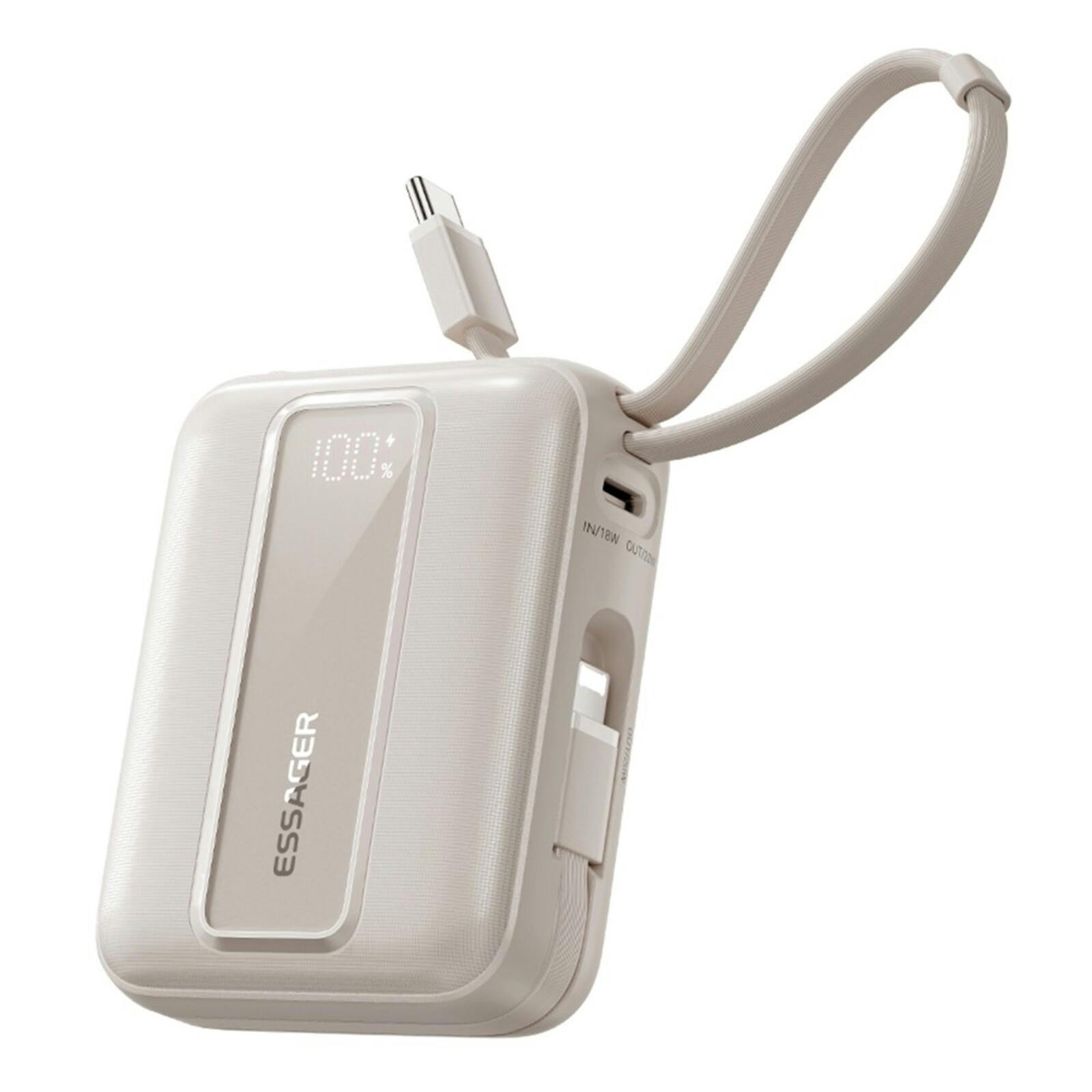 Essager Quick Charge Compact Powerbank met Kabels Titanium 20.000 mAh