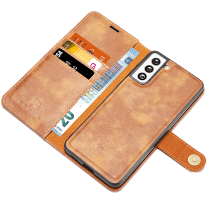 DG.MING Samsung Galaxy S21 Lederen 2-in-1 Wallet en Hoesje Bruin