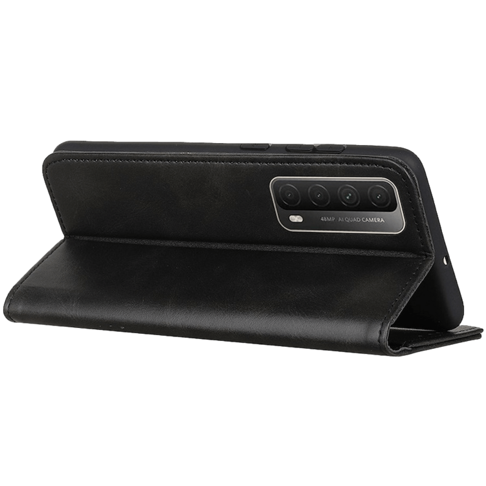 CaseBody Huawei P Smart 2021 Real Leather Wallet Hoesje Zwart