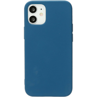 Mobiparts iPhone 12 (Pro) Siliconen Hoesje Blueberry Blue - Voorkant
