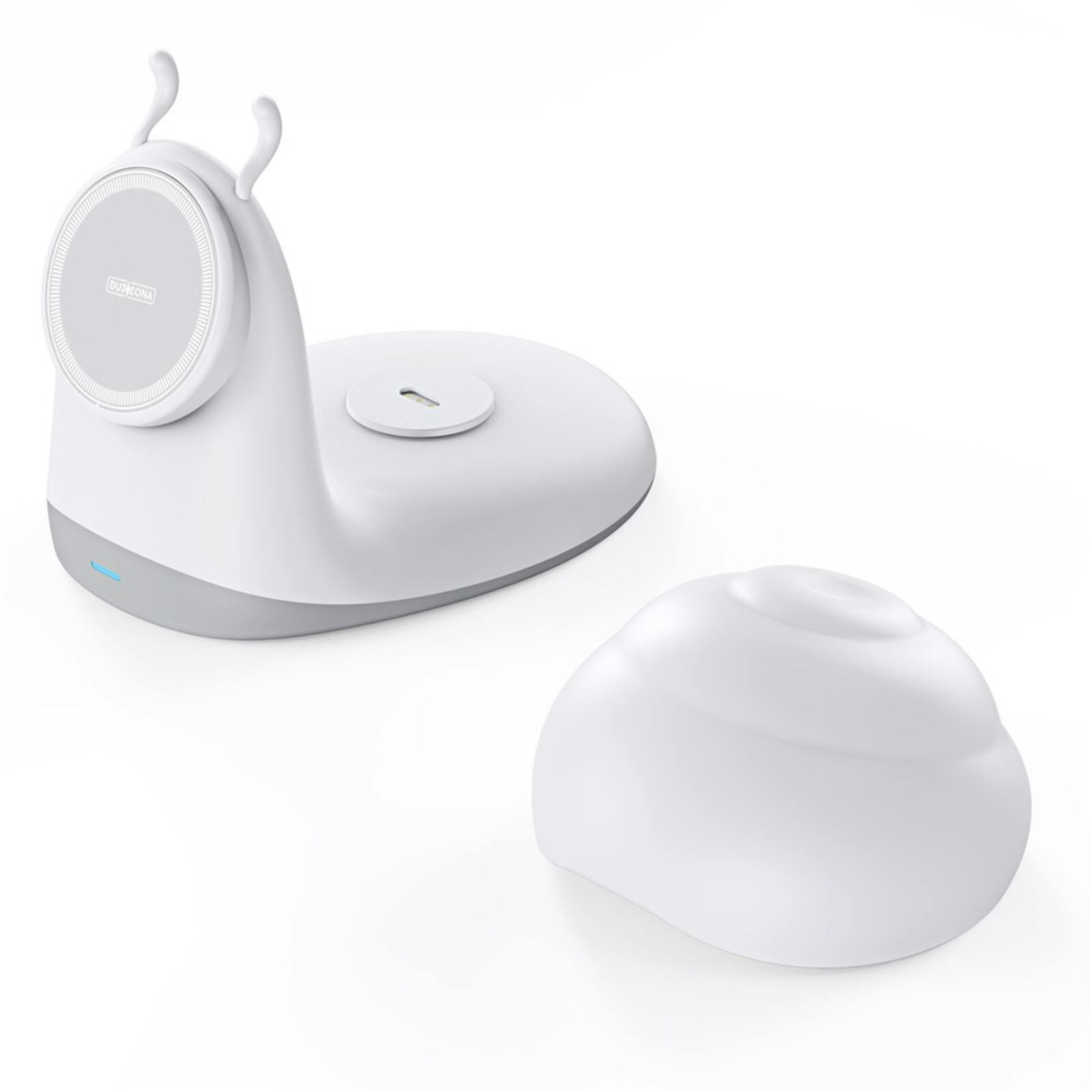Duzzona Snail Draadloze Oplader en Nachtlampje Wit