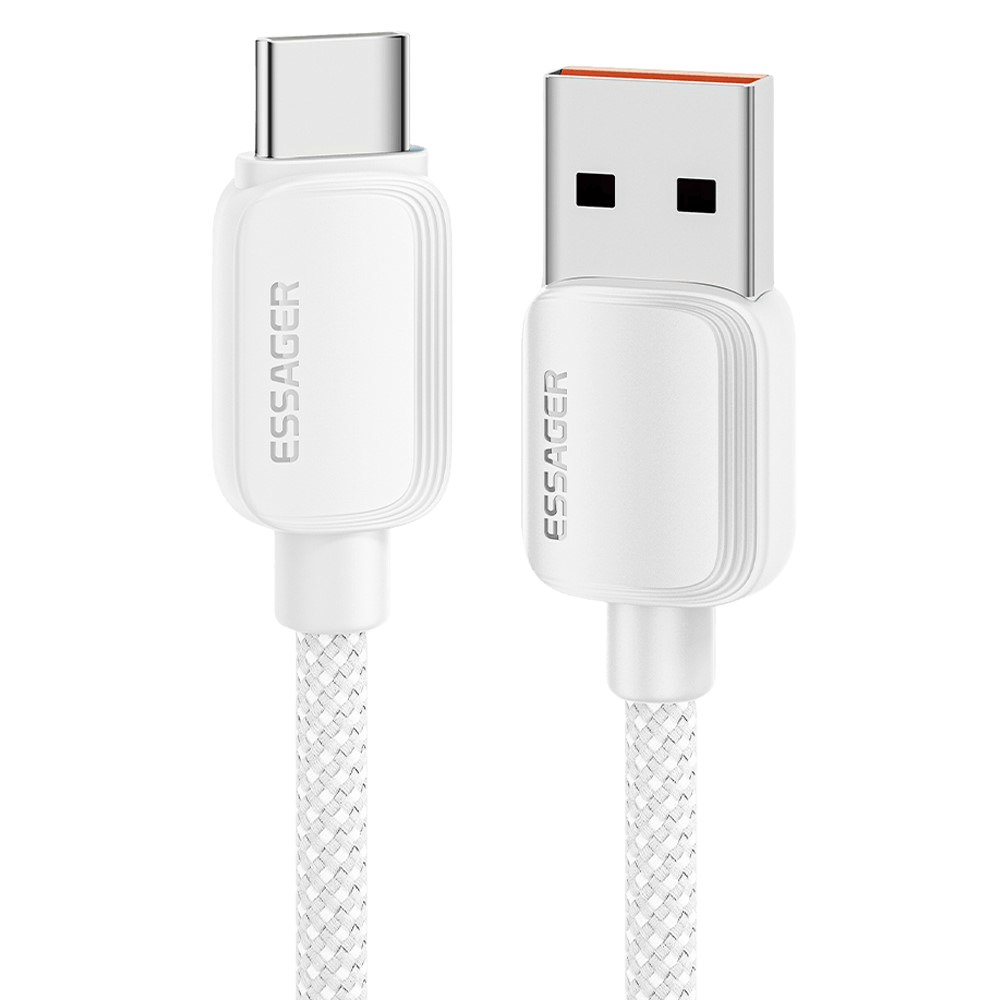 Essager 100W(!) Smartphone en Laptop Data + Oplaadkabel USB-A naar USB-C Wit 2m