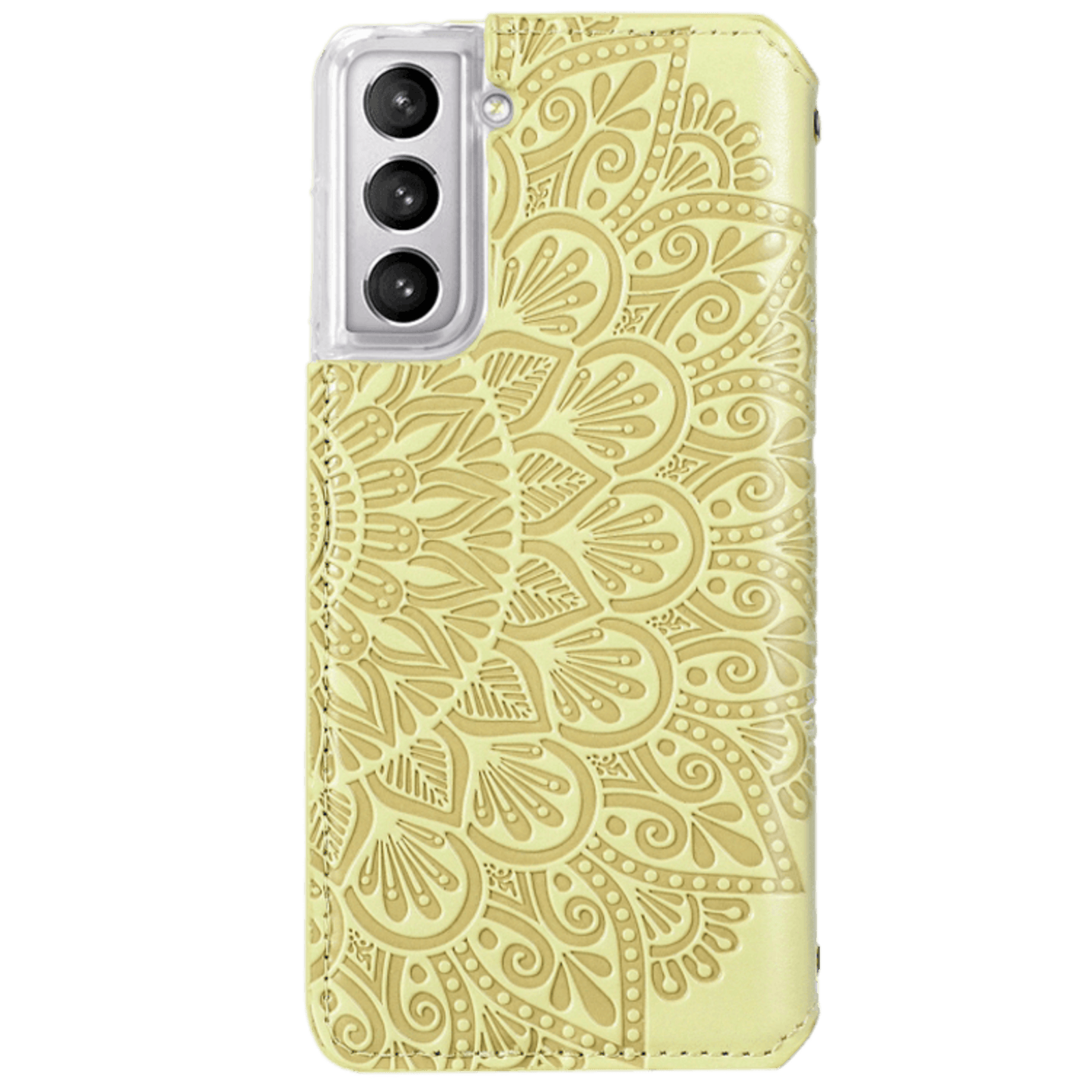 Mocaa Samsung Galaxy S21 Magnetic Mandala Wallet Geel