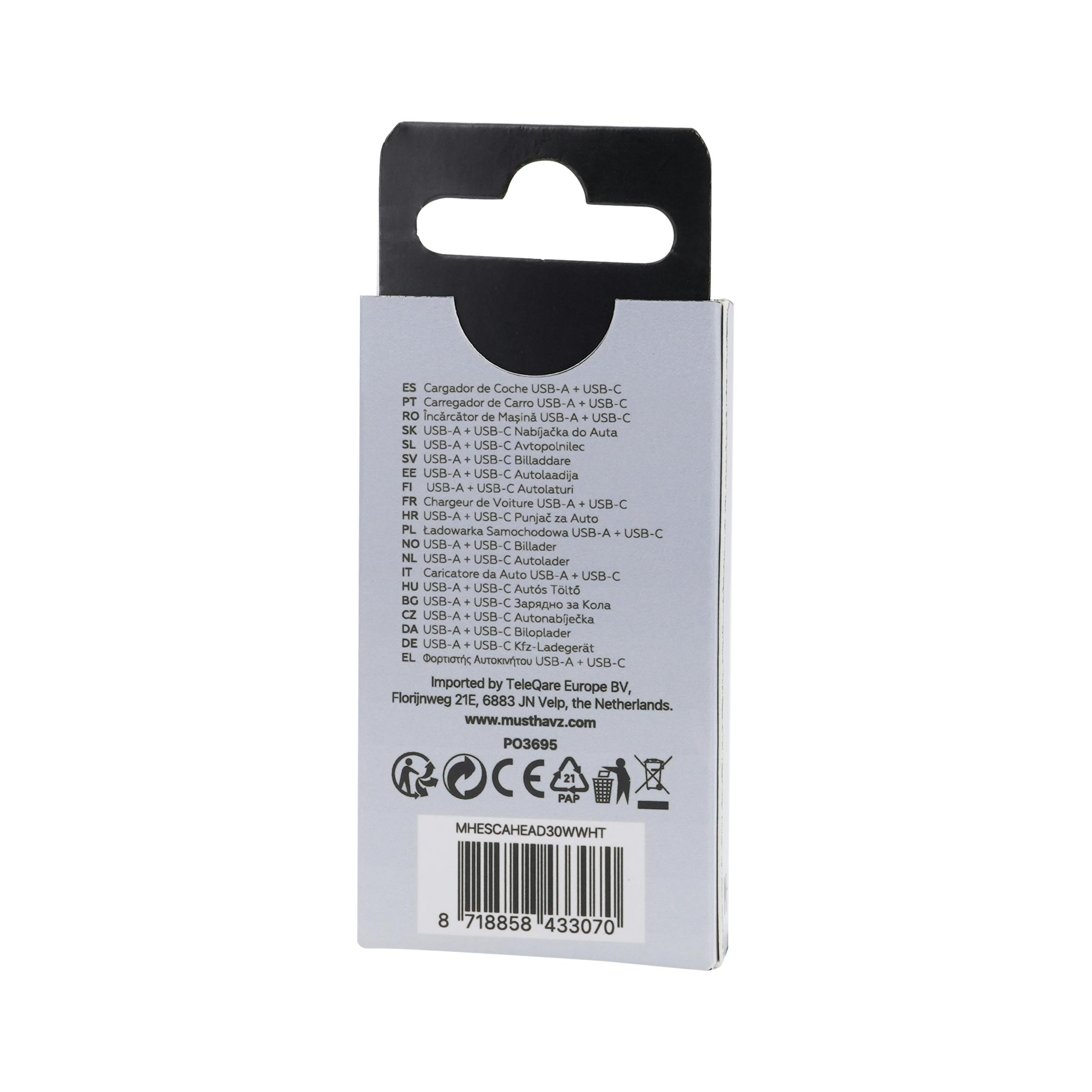 Musthavz to Go Easy USB Autolader 30W Wit