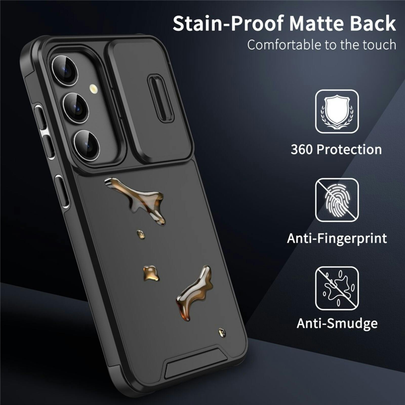CaseBody Samsung Galaxy A17 Shield Case met Camera-schuif Zwart