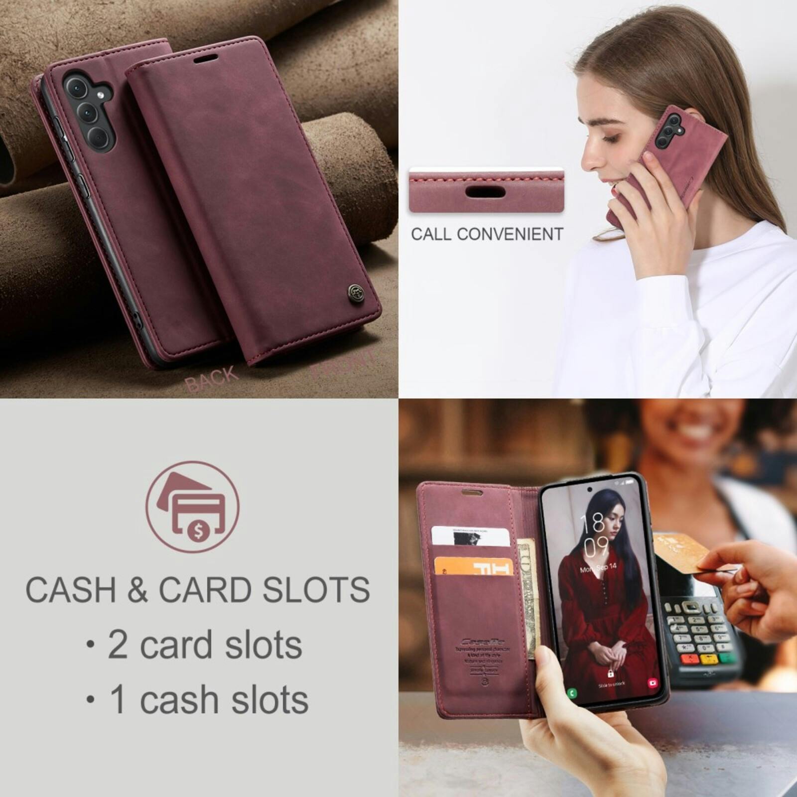 Caseme Samsung Galaxy A56 Business Bookcase Hoesje Rood