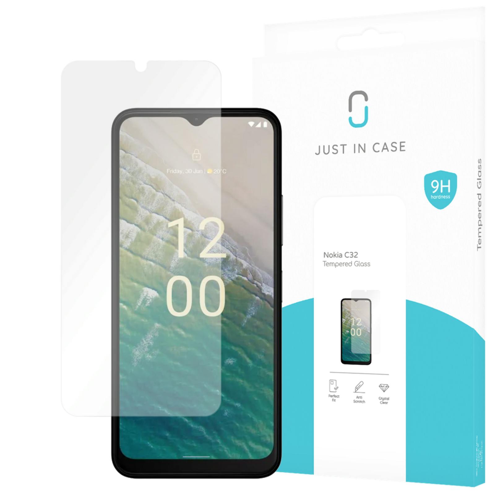 Just in Case Nokia C32 Glazen Screenprotector