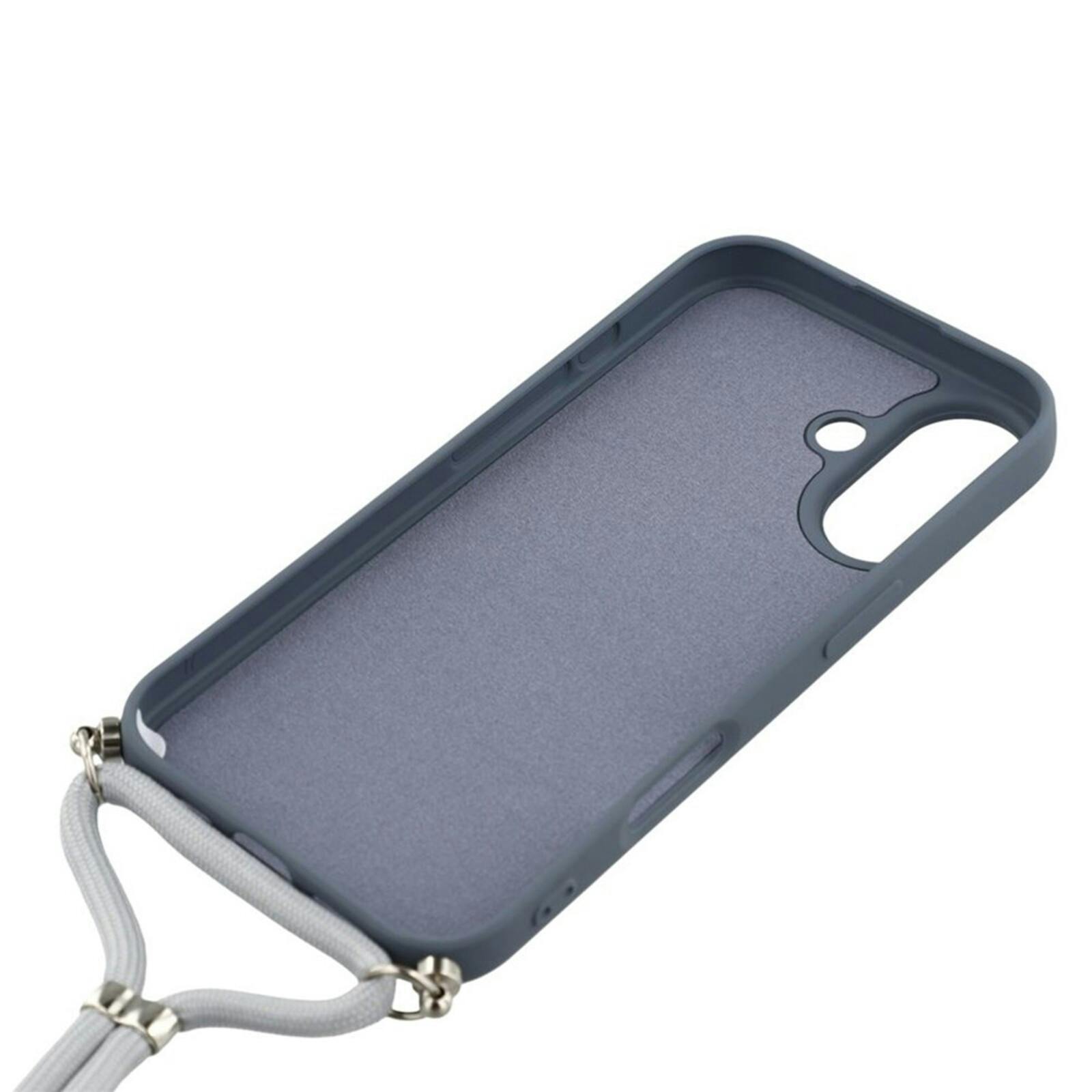 Mocaa Apple iPhone 17 Hoesje met Koord Blauwgrijs