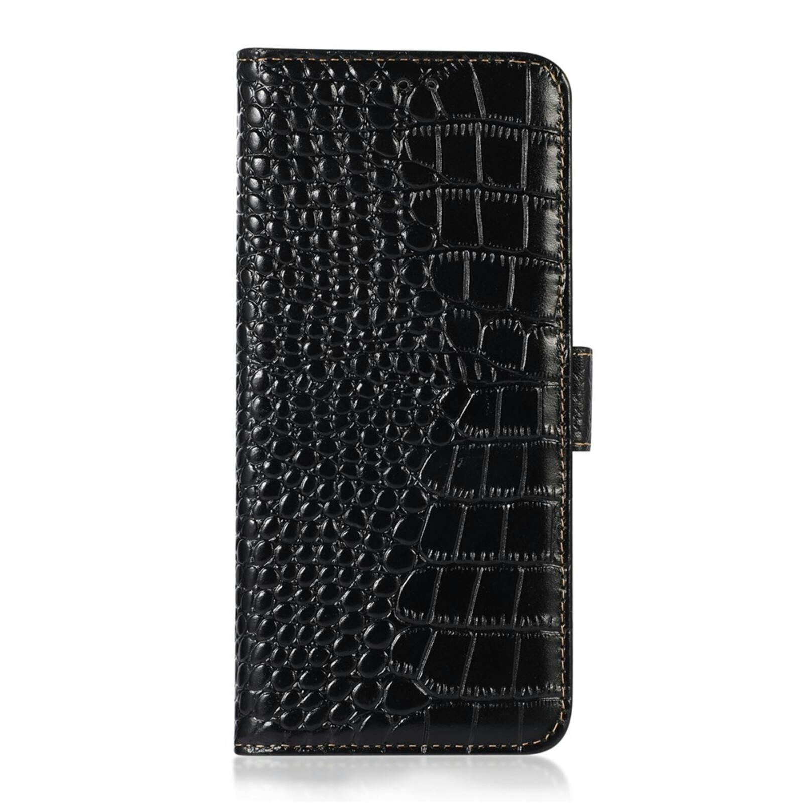Mocaa Apple iPhone 17 Croco Book Case Leer Zwart