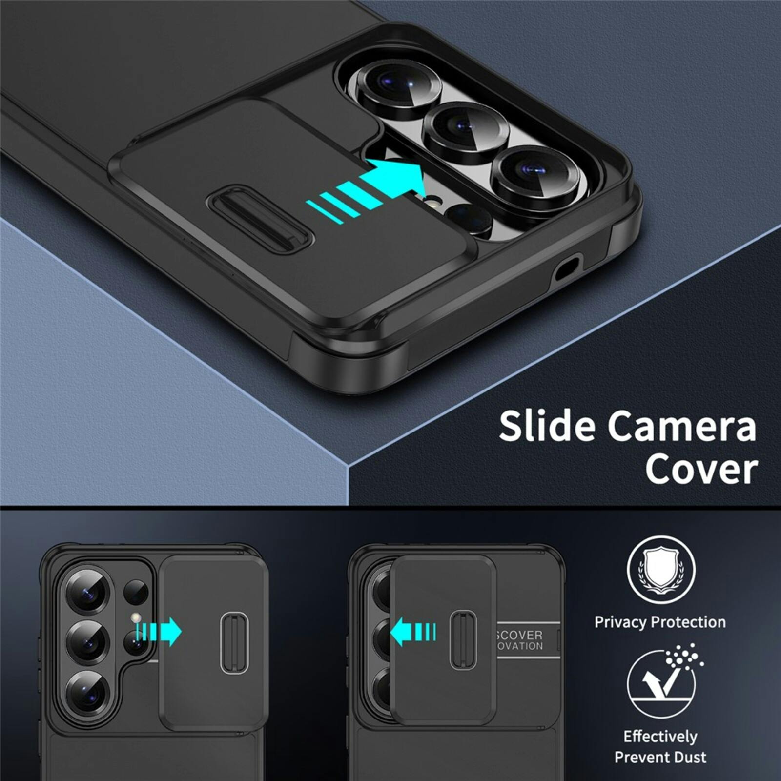 Comfycase Samsung Galaxy S26 Ultra Stevig Beschermhoesje met Camerabeschermer Zwart