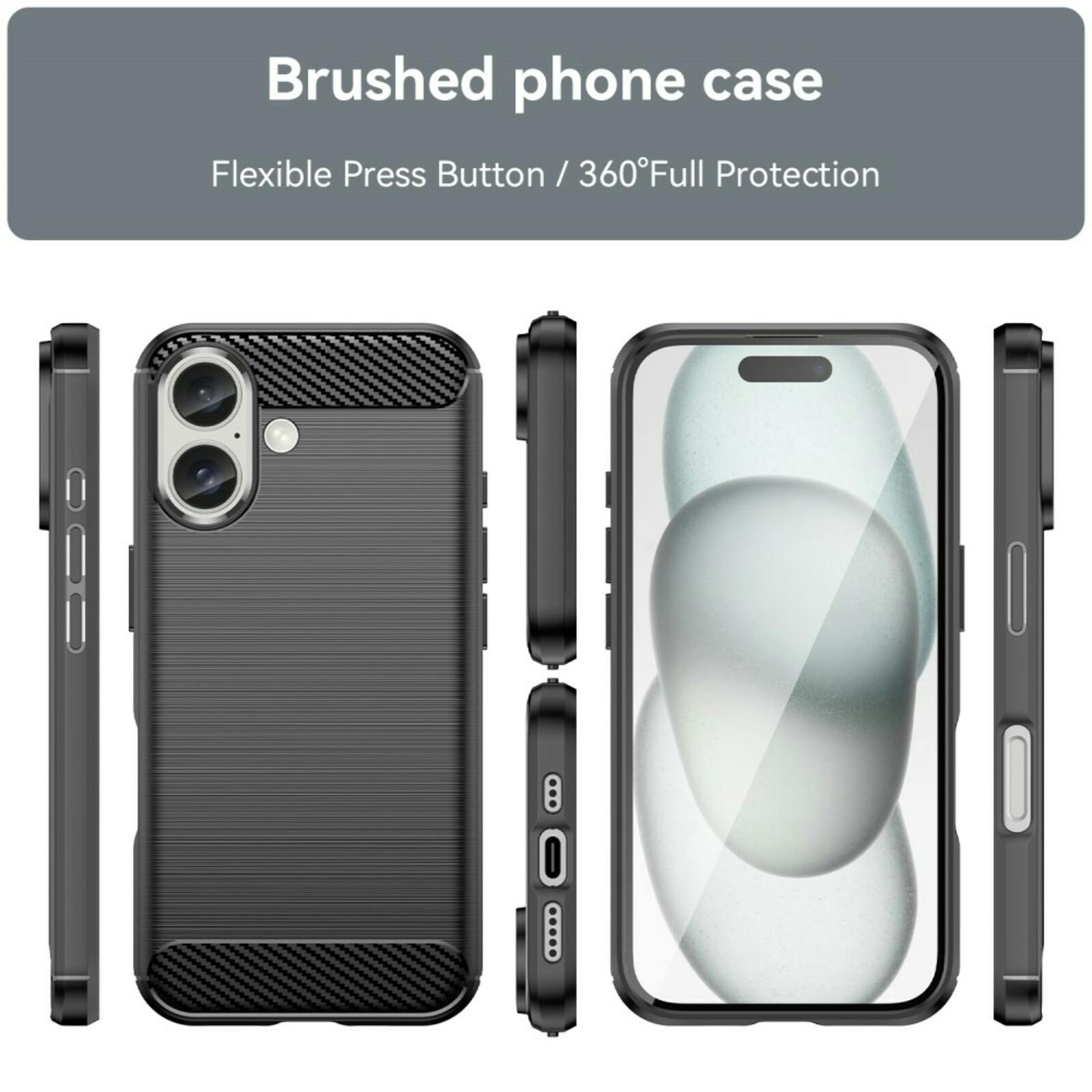 Mocaa Apple iPhone 16 Schokbestendig Hoesje Zwart