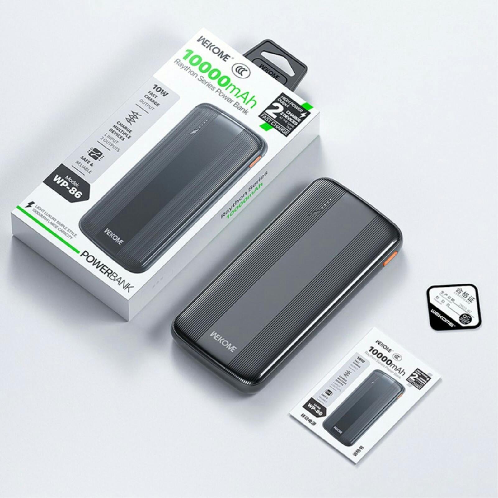 Wekome 10.000mAh Portable Powerbank Zwart 10.000 mAh