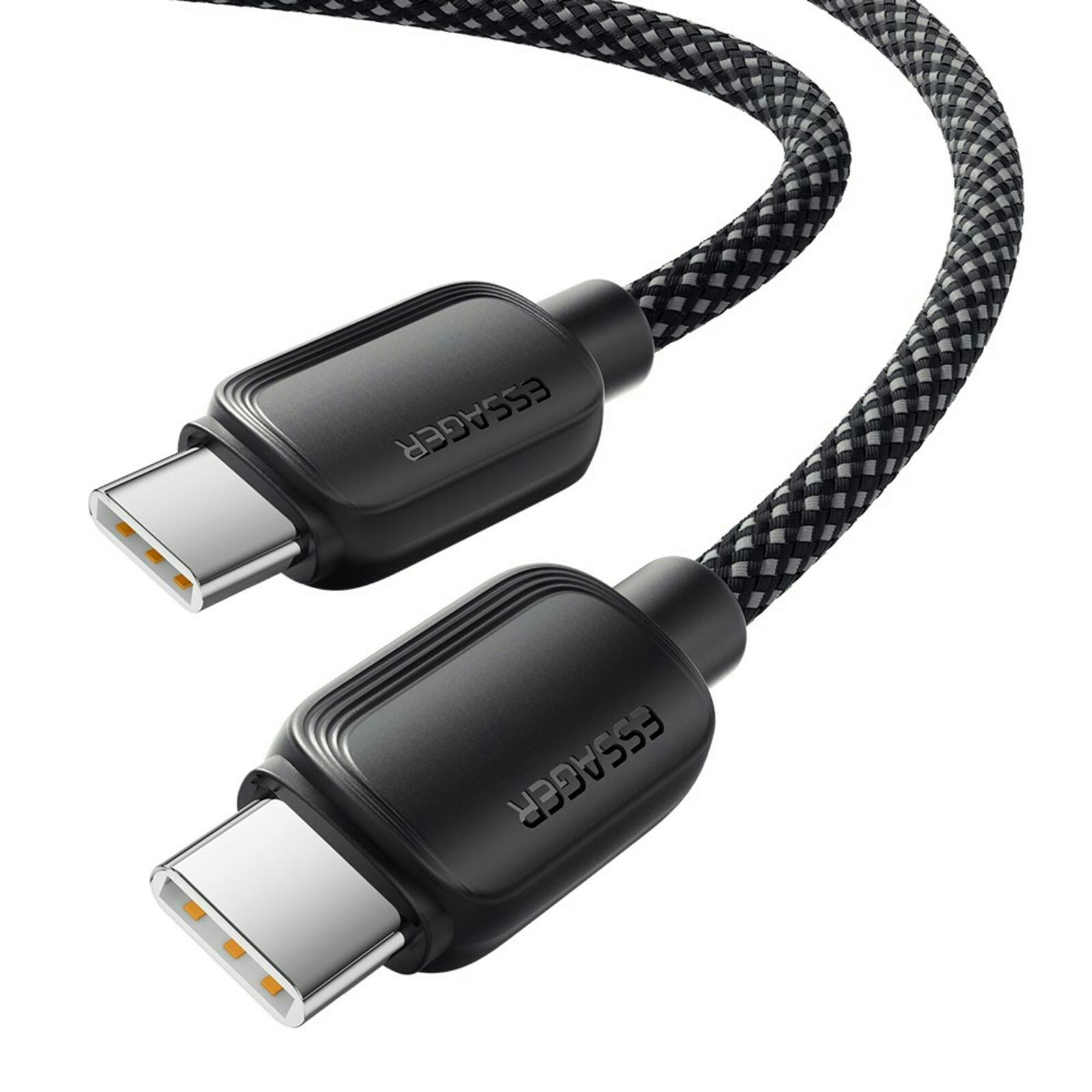 Essager 100W(!) Smartphone en Laptop Data+Oplaadkabel USB-C naar USB-C Zwart 2m