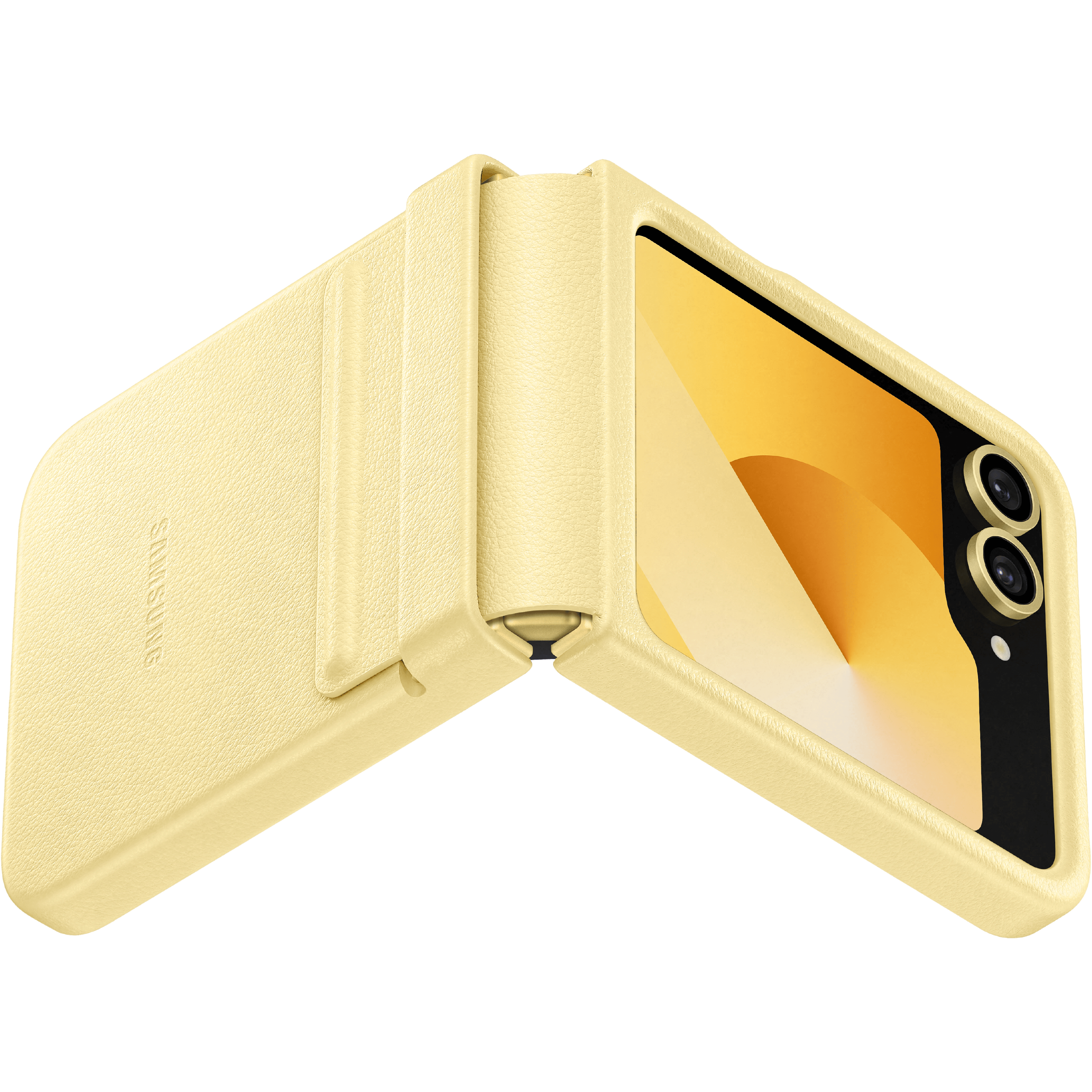 Samsung Galaxy Z Flip6 Kindsuit Hoesje Geel - Foto in studio