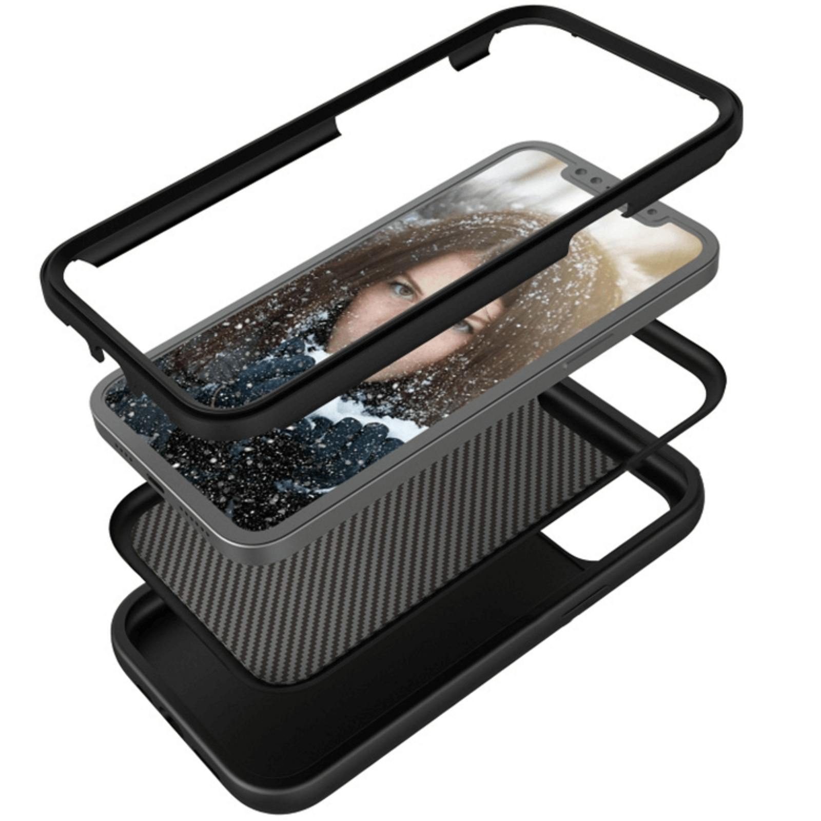 Mocaa iPhone 12 Pro Max Grip Full Body Hoesje Zwart